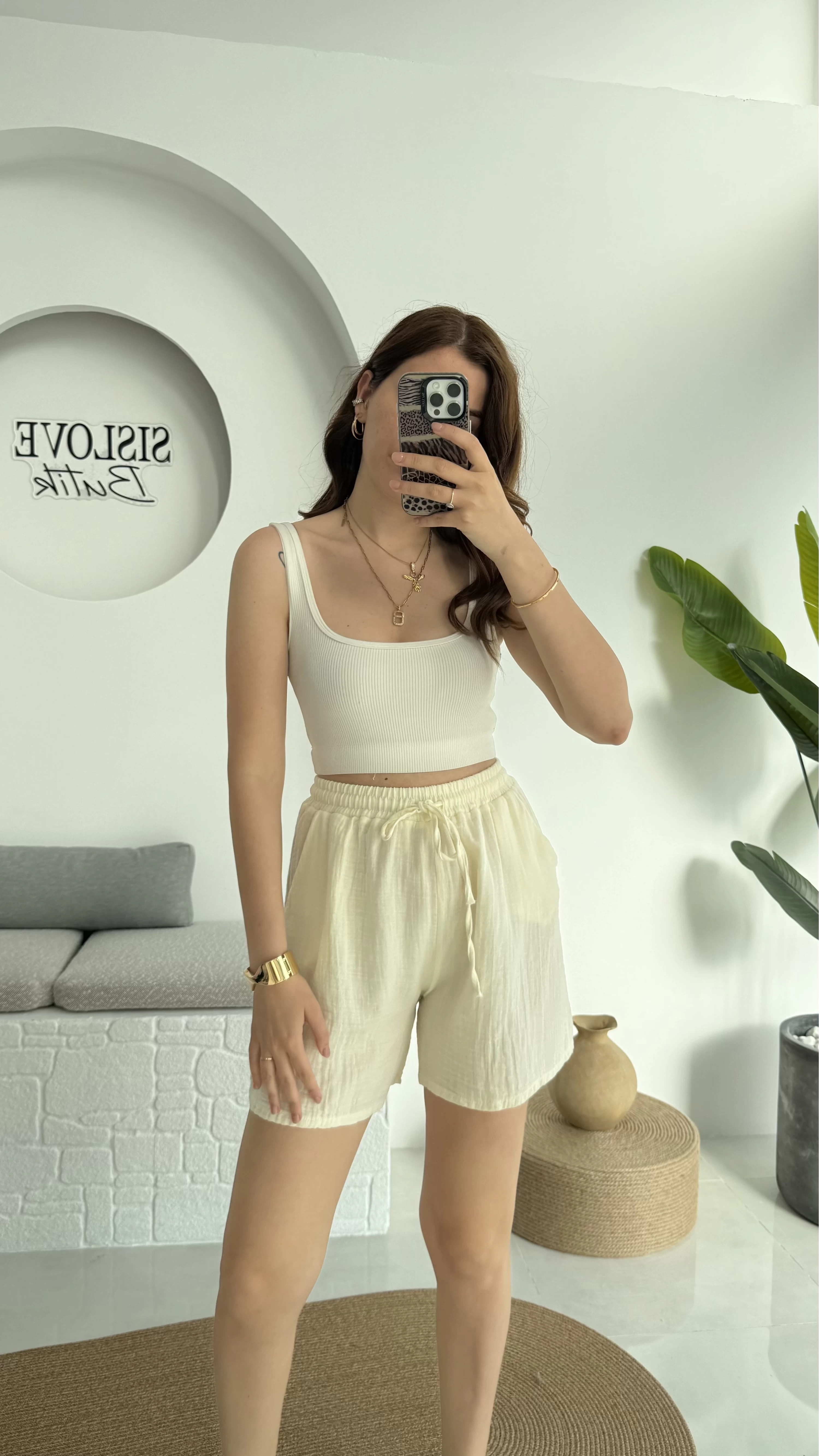 Müslin Kumaş Şort Açık Sarı 0463