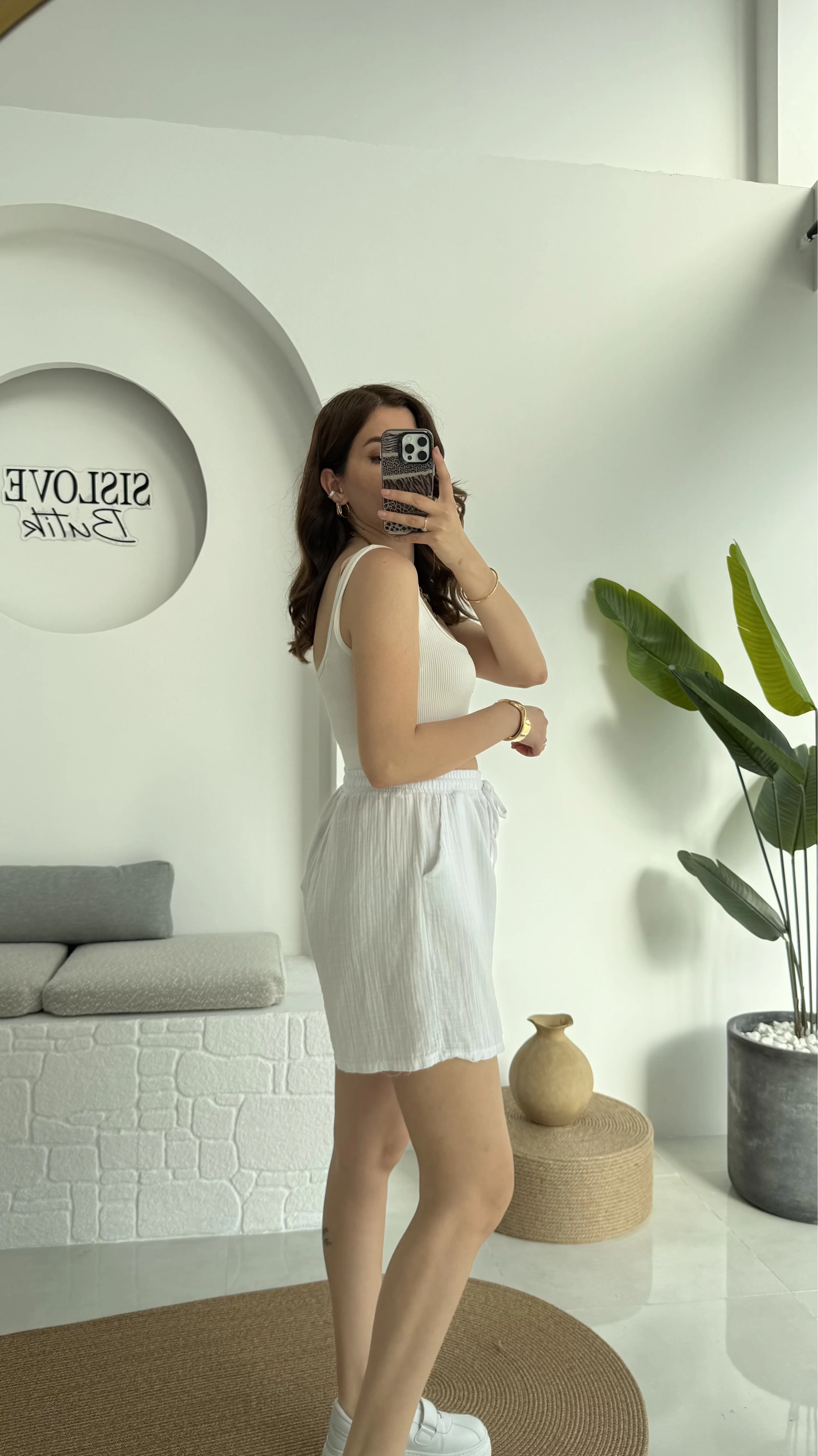 Müslin Kumaş Şort Beyaz 0463