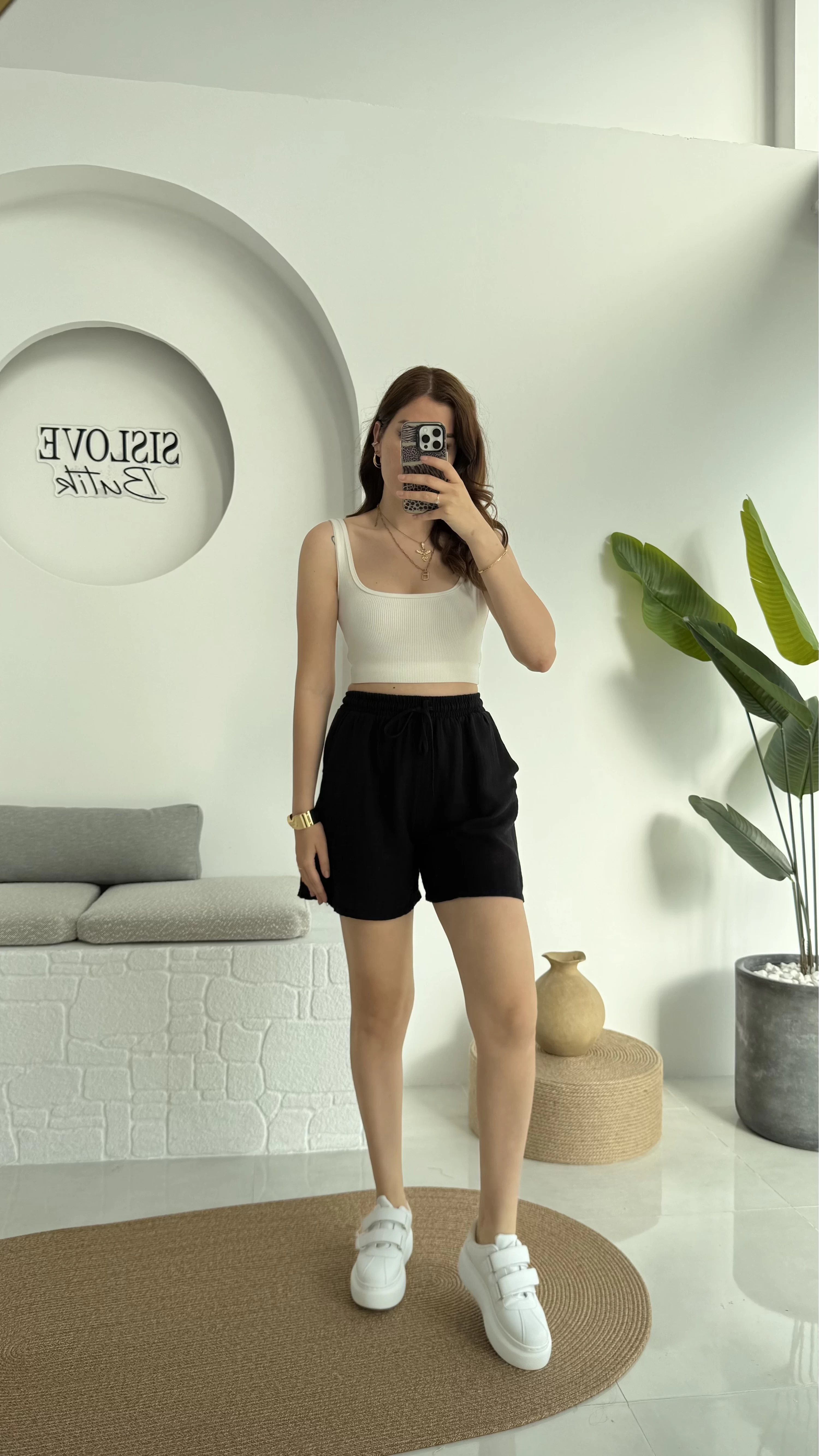 Müslin Kumaş Şort Siyah 0463