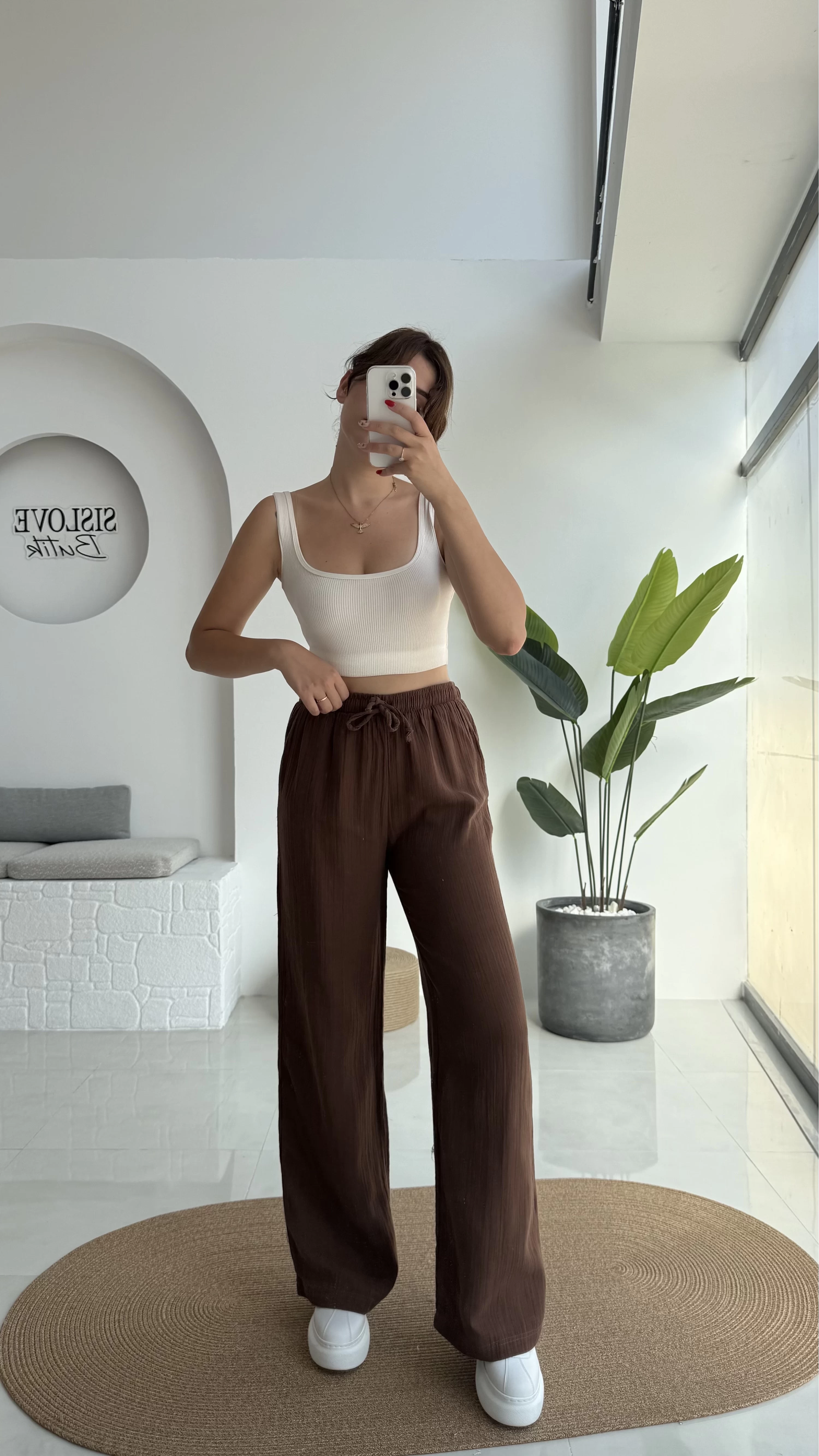 Müslin Pantolon - Kahve - 4010