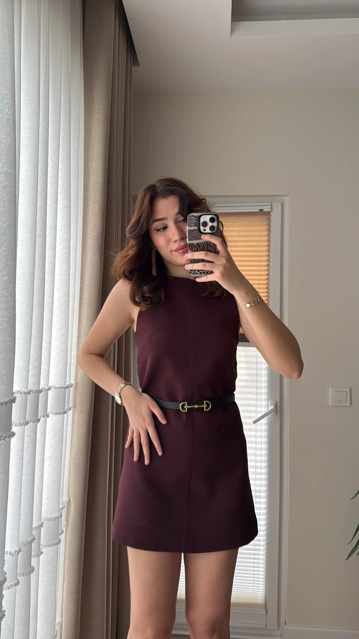 Naide Elbise Bordo