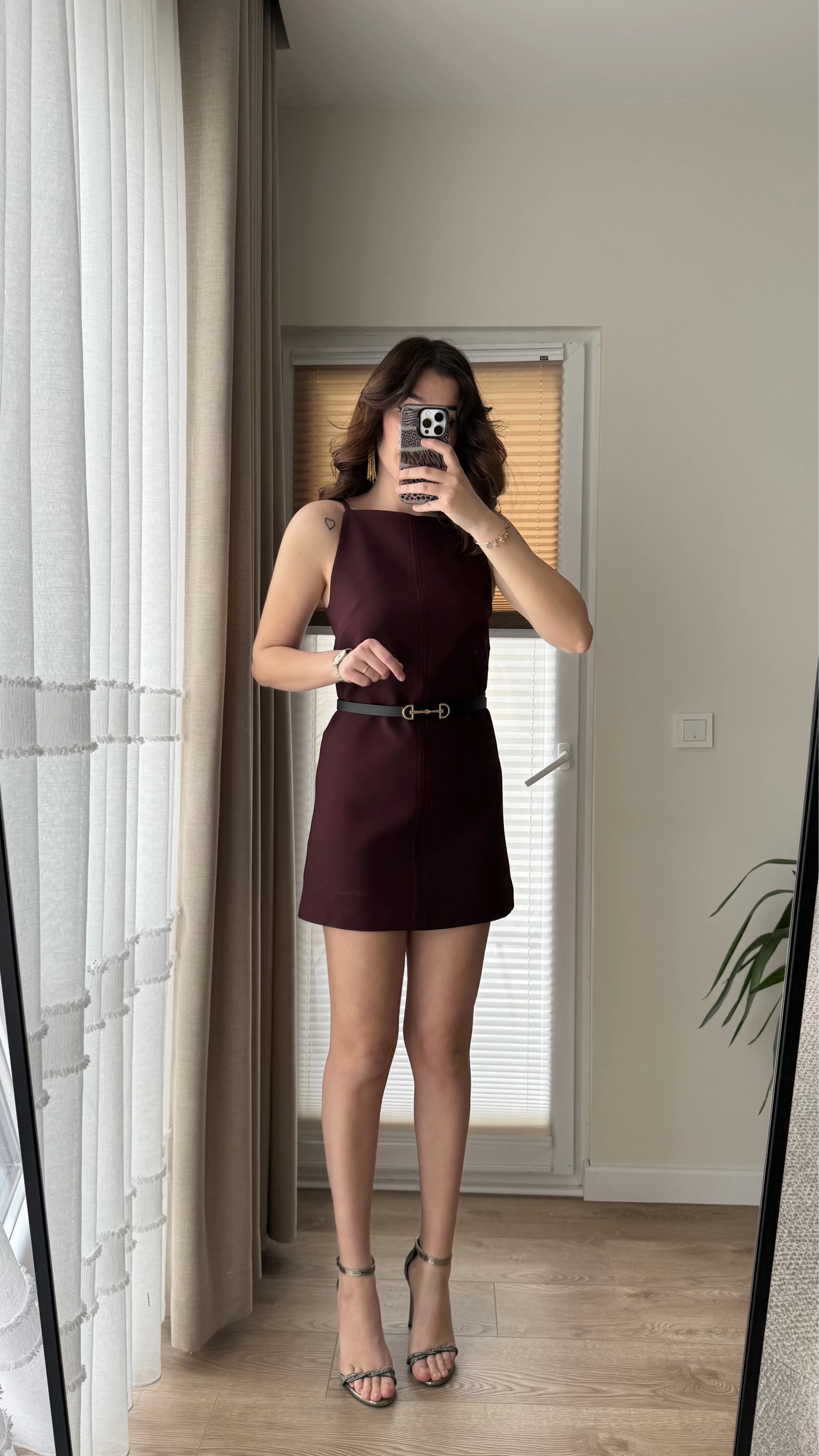Naide Elbise Bordo