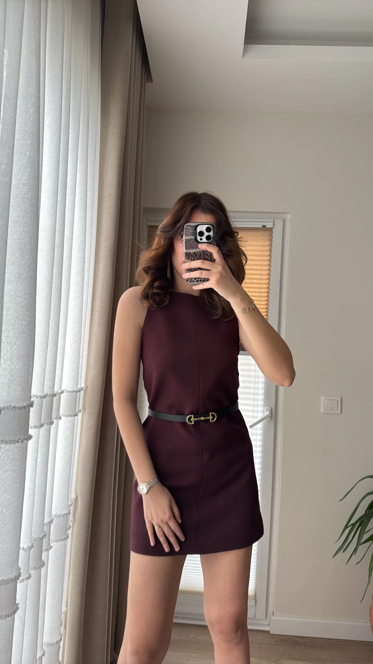 Naide Elbise Bordo