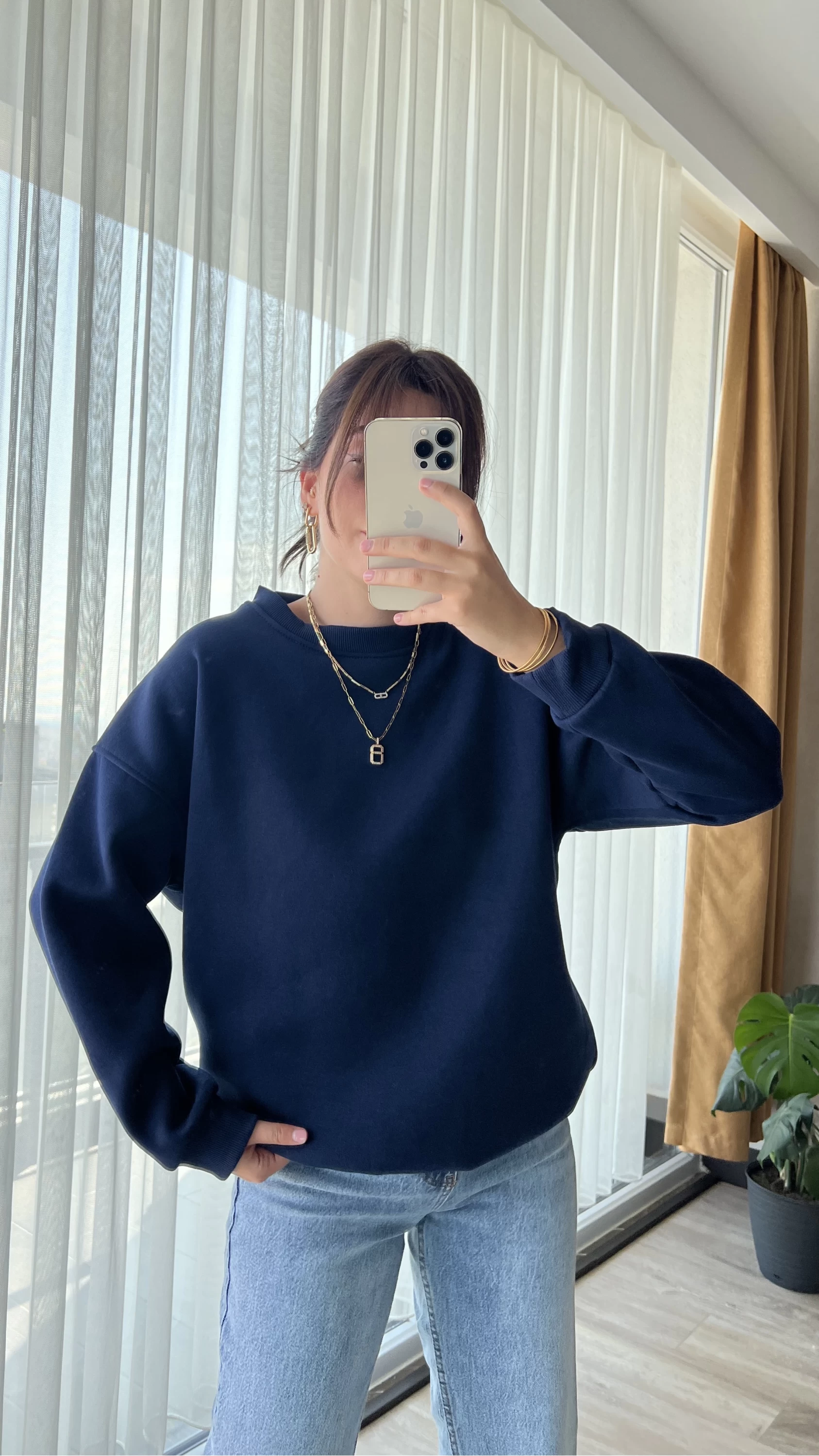 Neale Oversize Lacivert Sweat