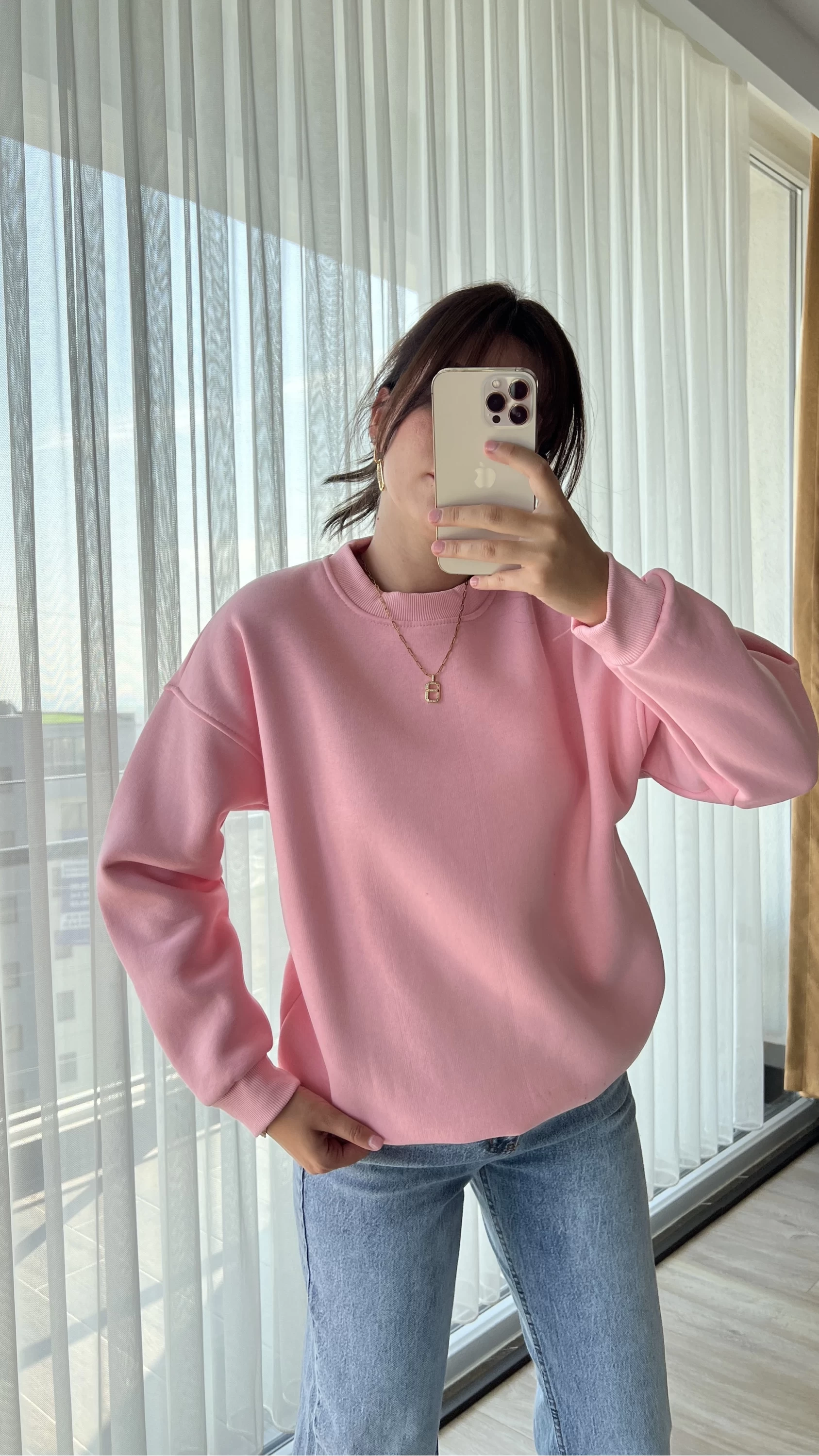 Neale Oversize Pembe Sweat