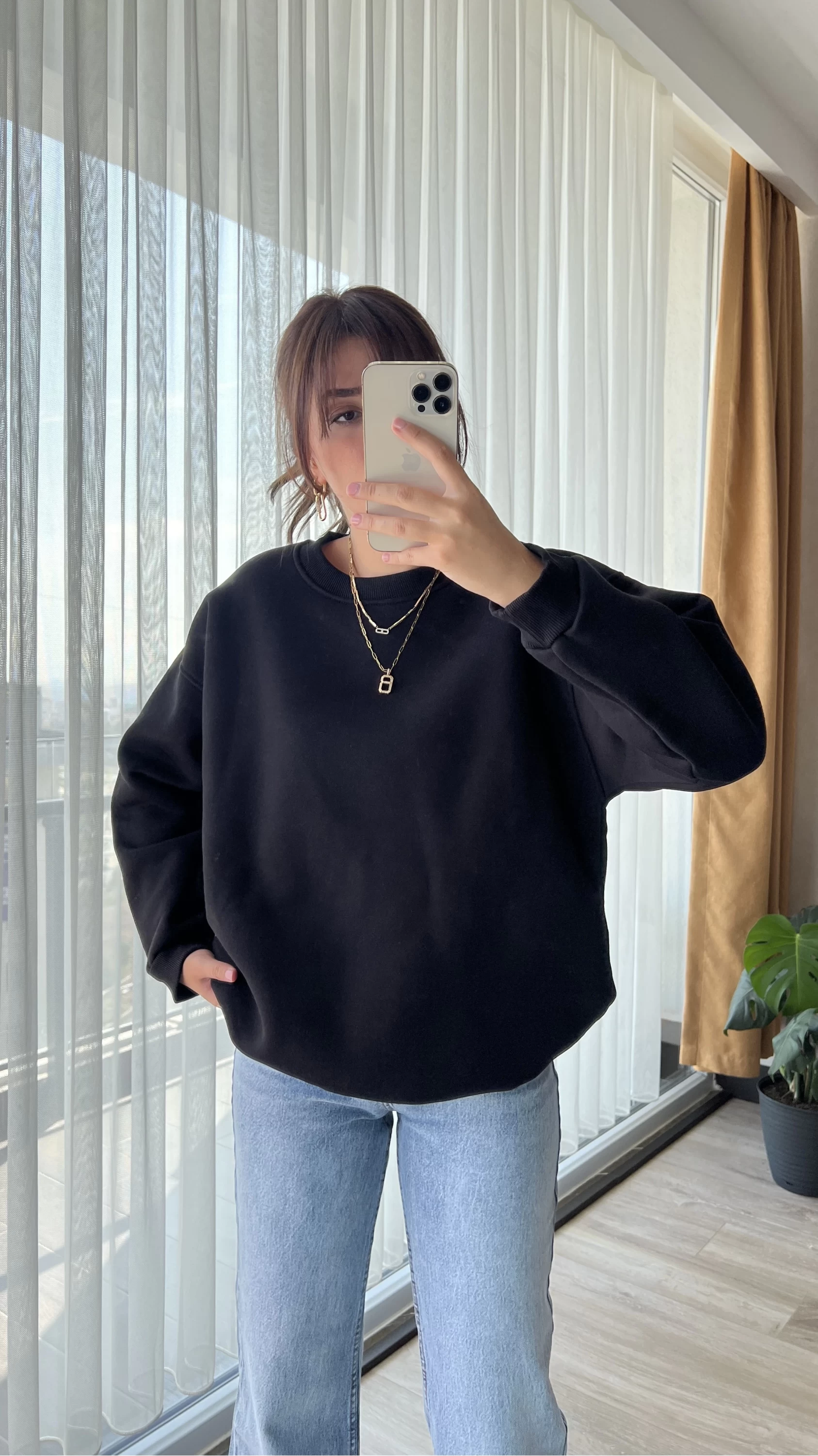 Neale Oversize Siyah Sweat