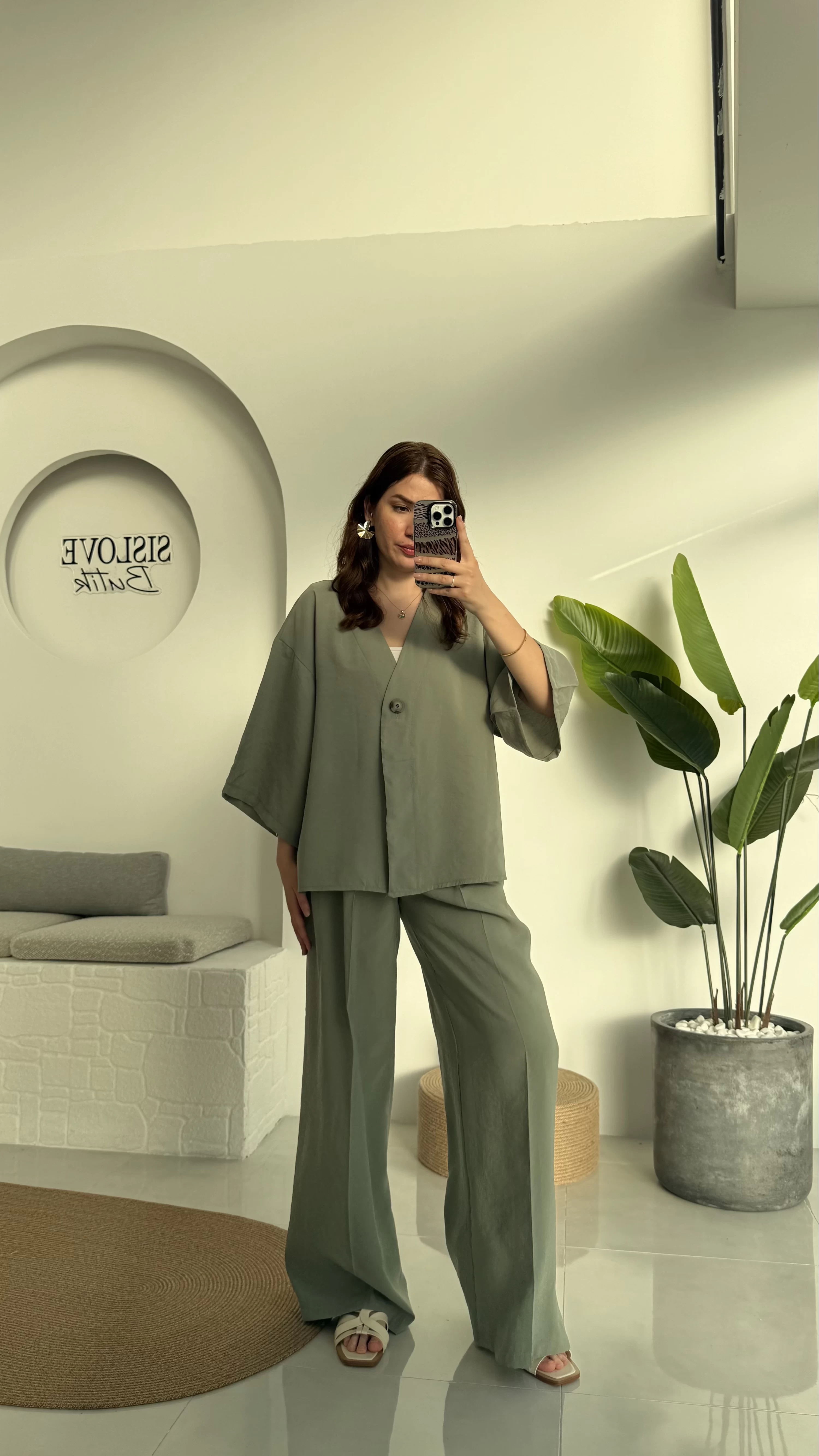 Nello Önü Düğmeli Takım - Çağla Yeşili - 51173