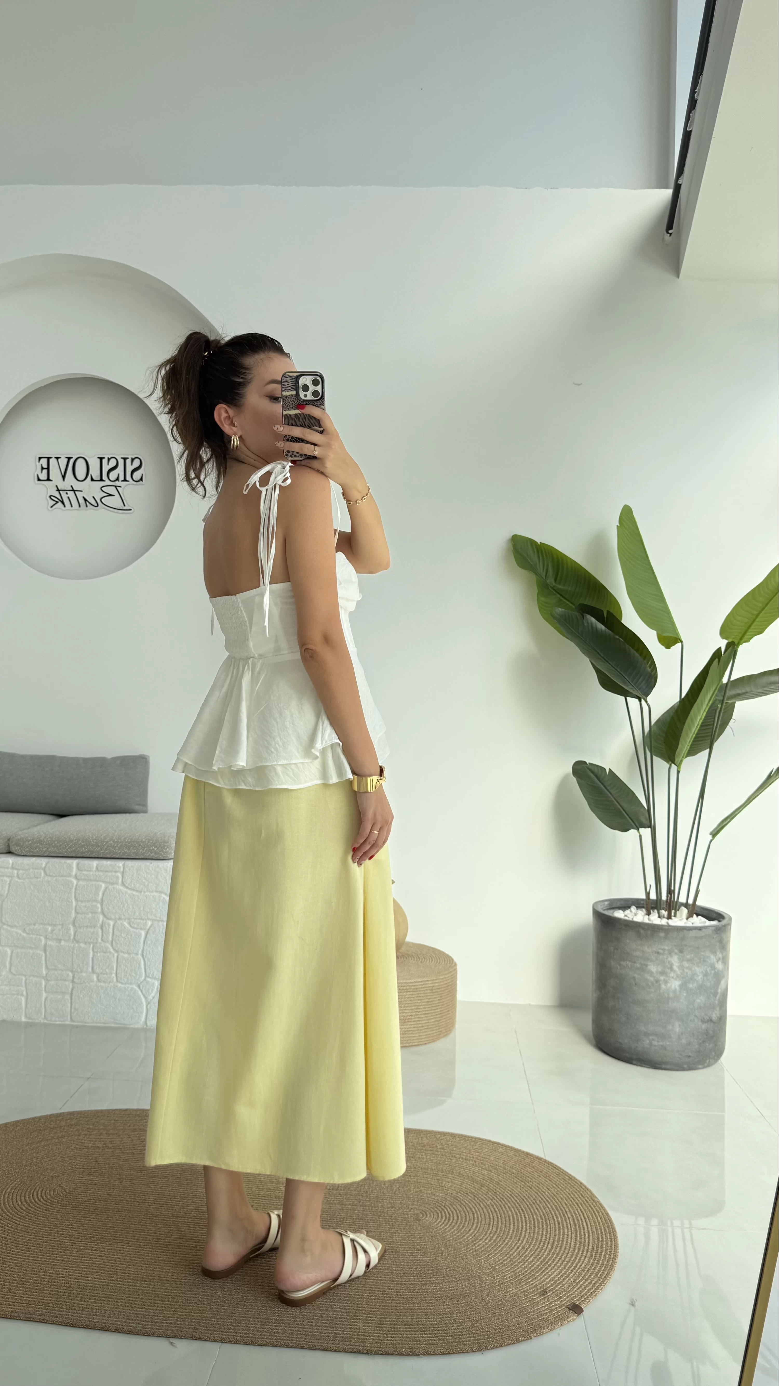 Niobe Lastikli Etek - Sarı - 1254