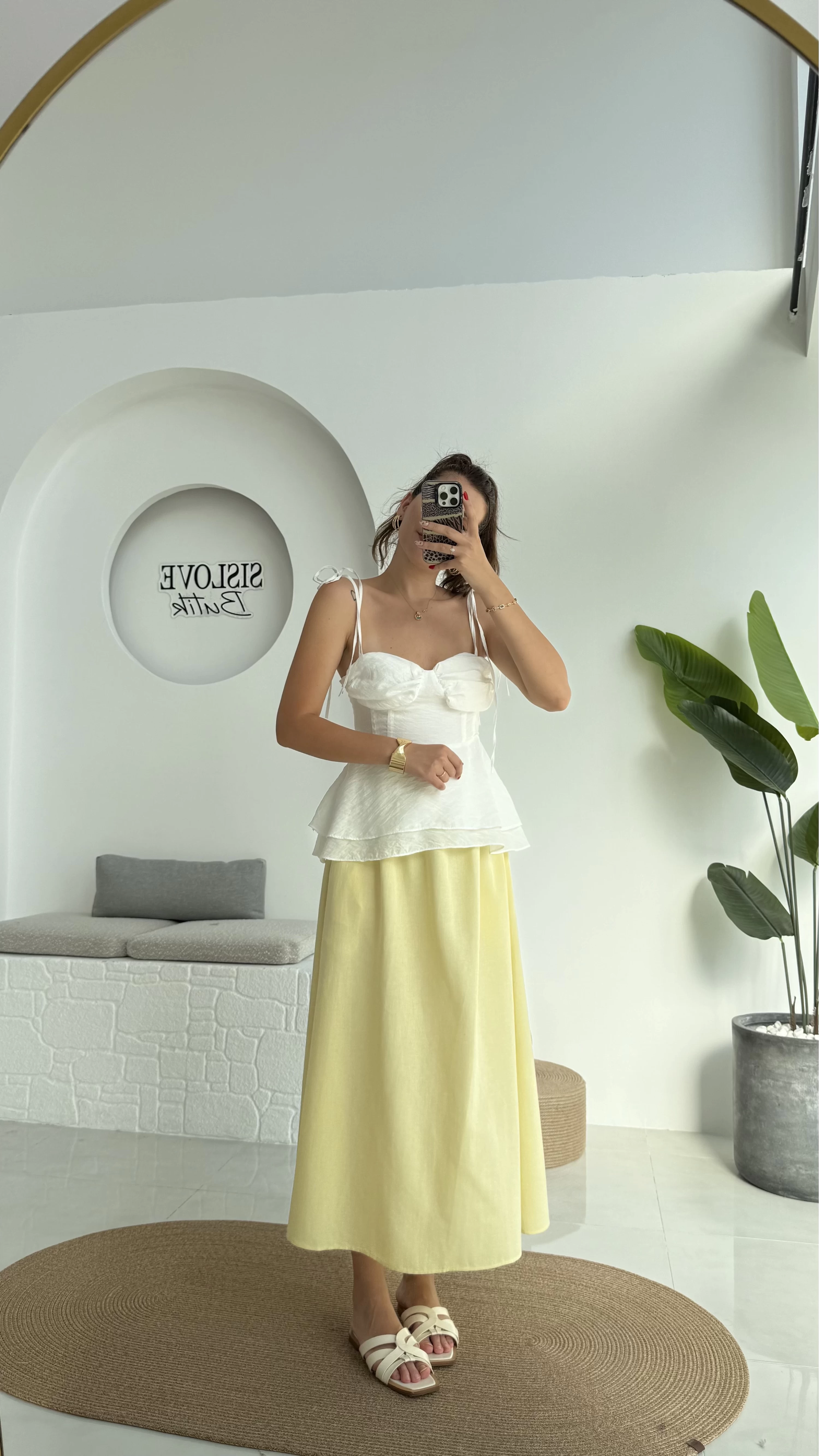 Niobe Lastikli Etek - Sarı - 1254