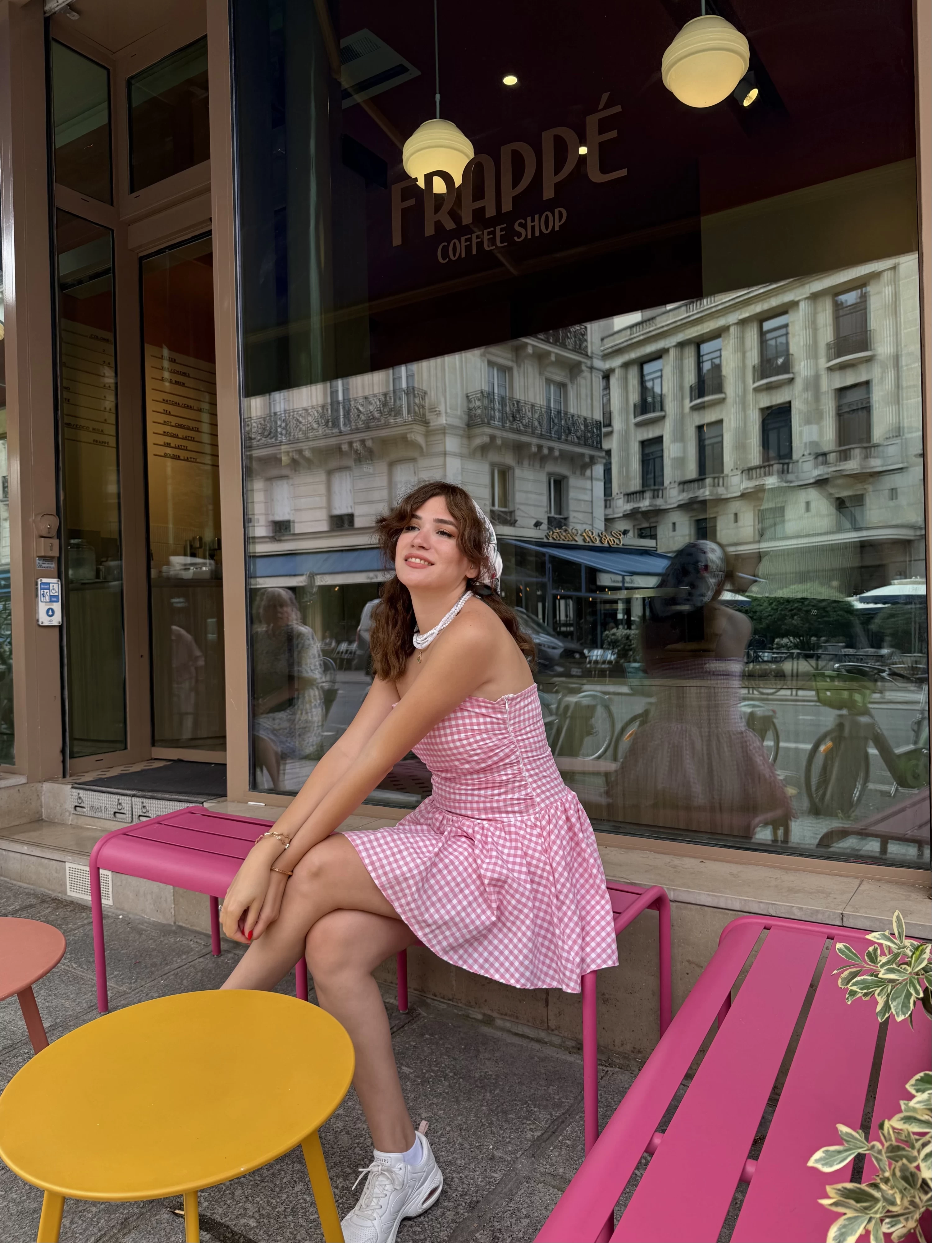 Olé Straplez Pötikare Desenli Pembe Elbise