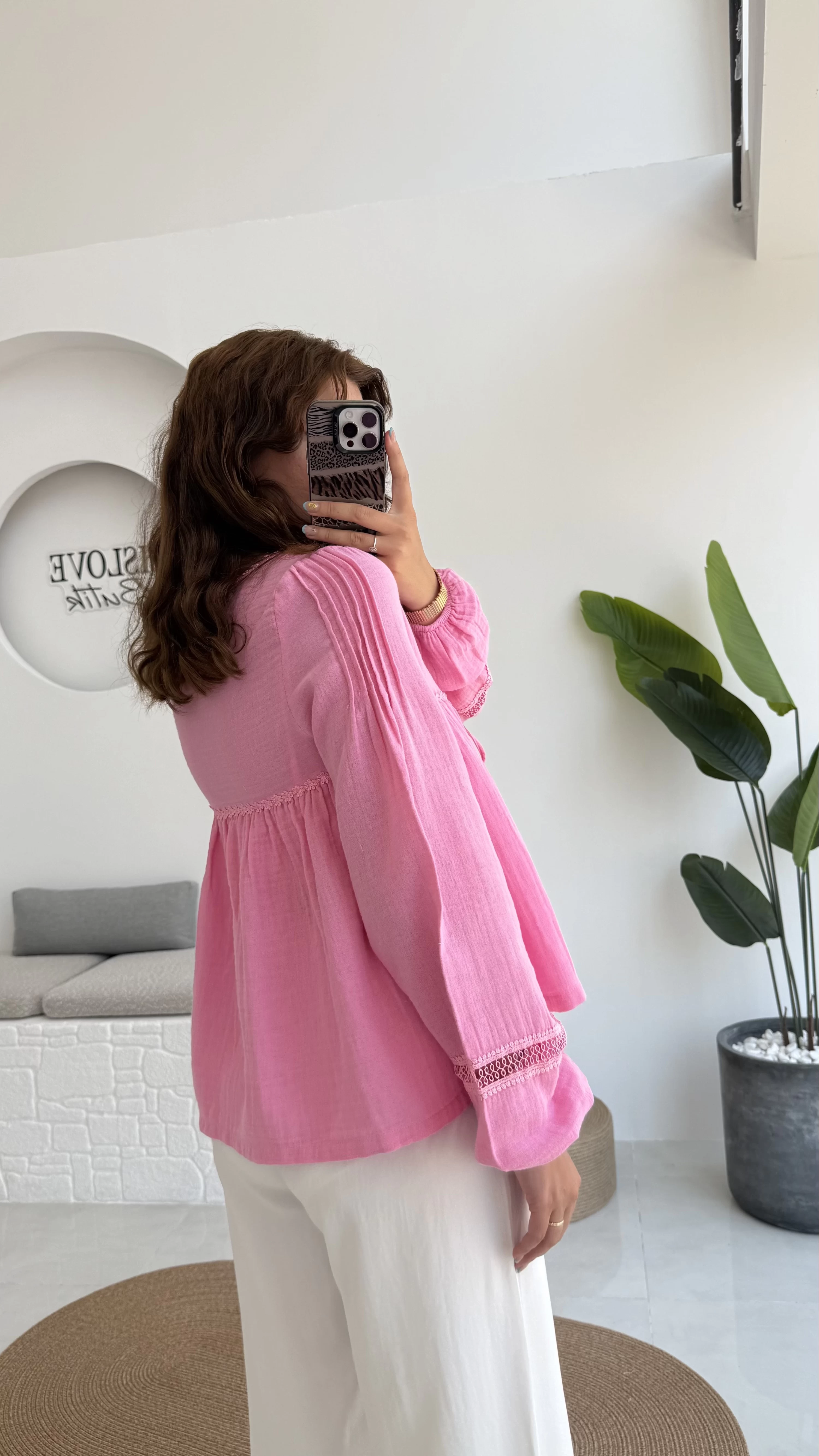 ÖN SİPARİŞ Peri İnci Detay Pembe Bluz