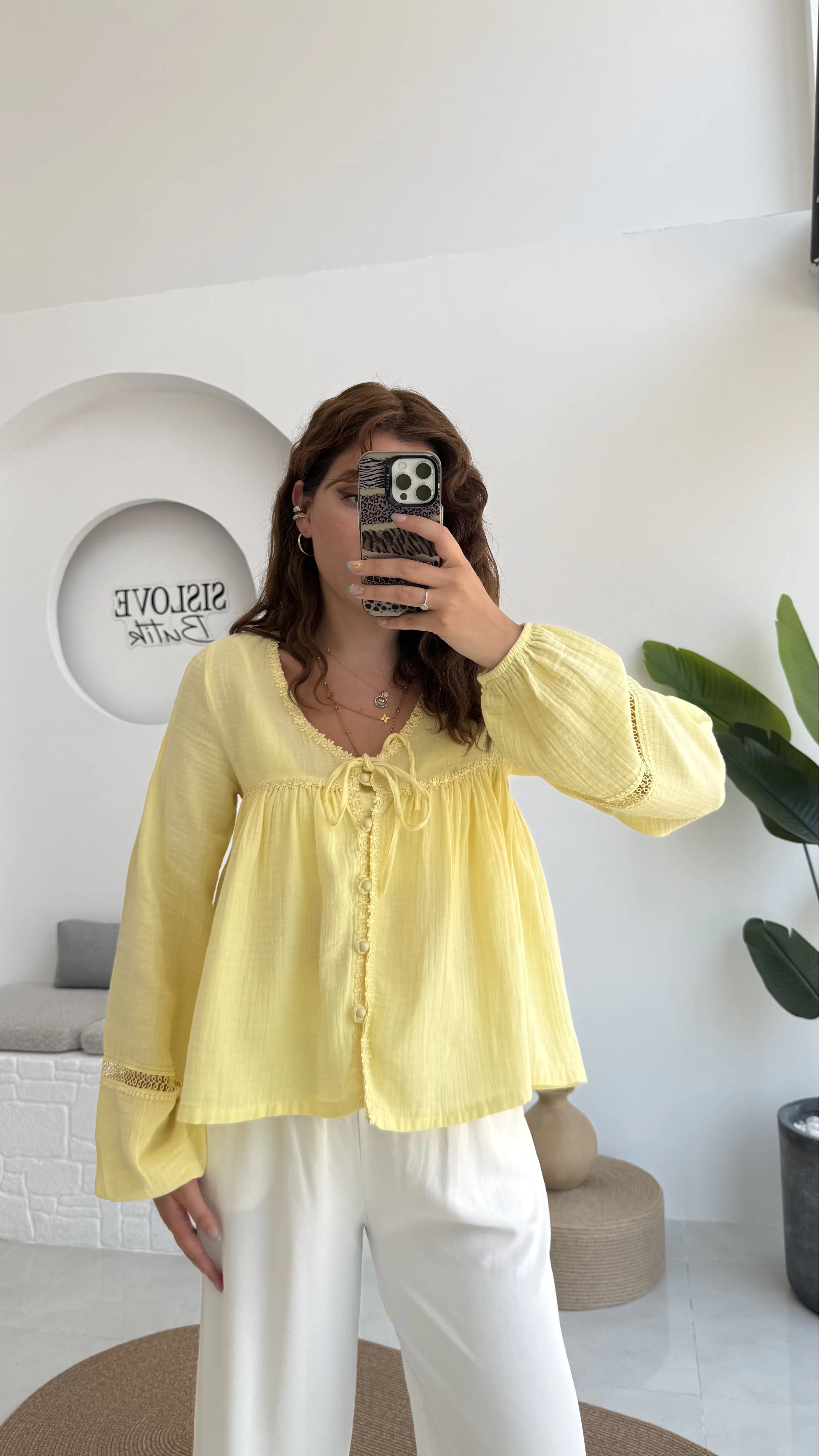ÖN SİPARİŞ Peri İnci Detay Sarı Bluz