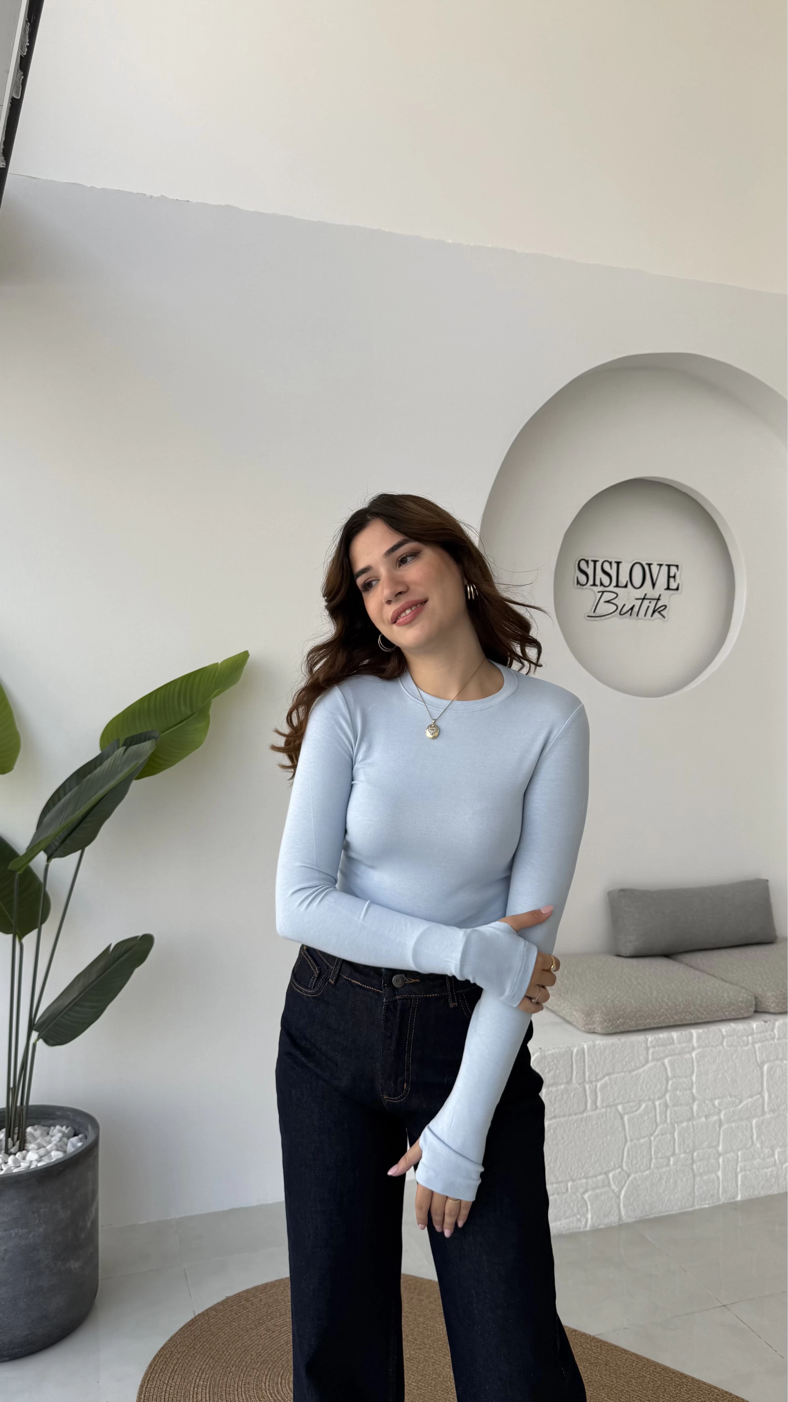 Oys Bebe Mavisi Parmak Geçmeli Body