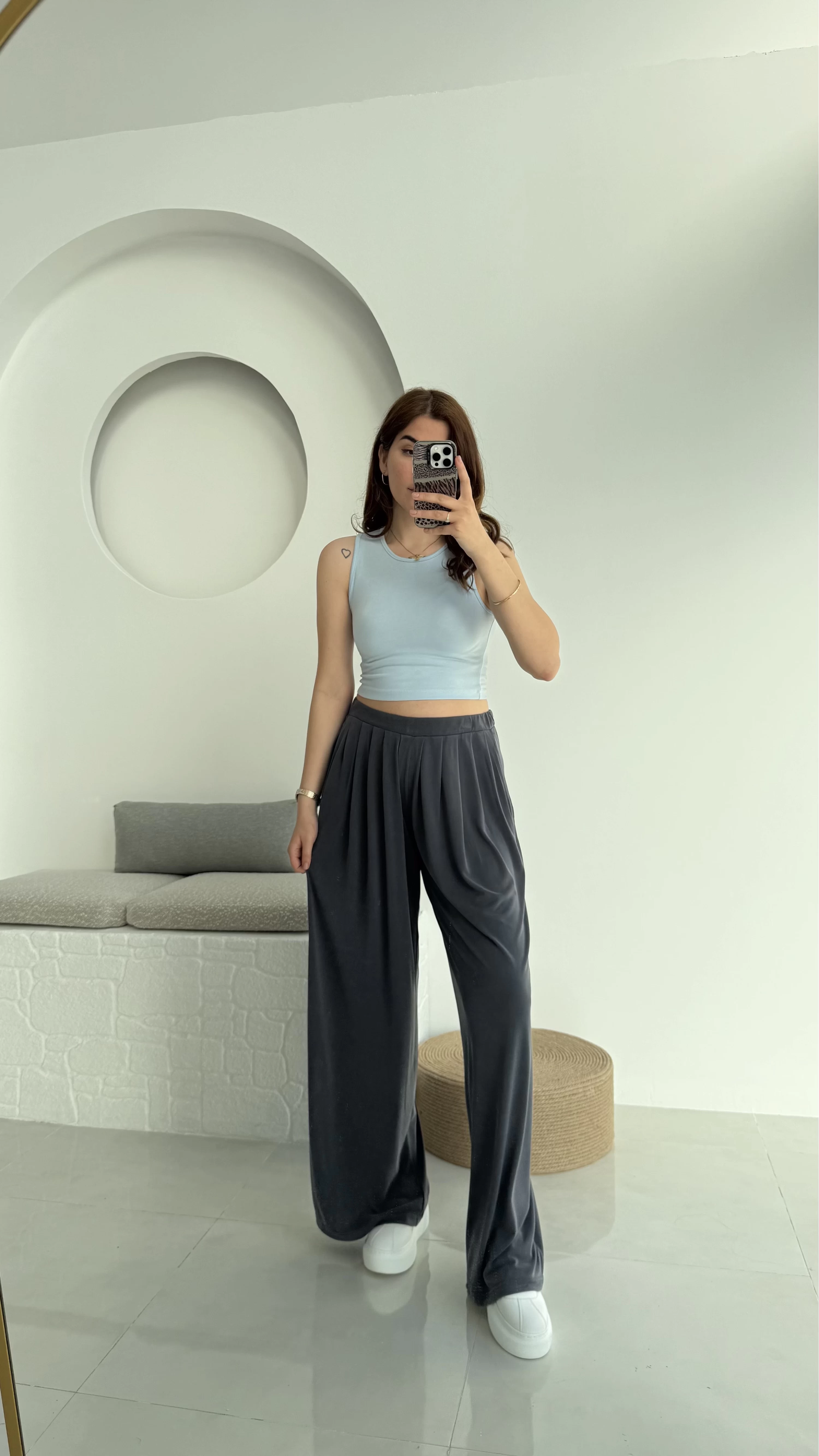 Oys Crop Halter Yaka Bebe Mavisi