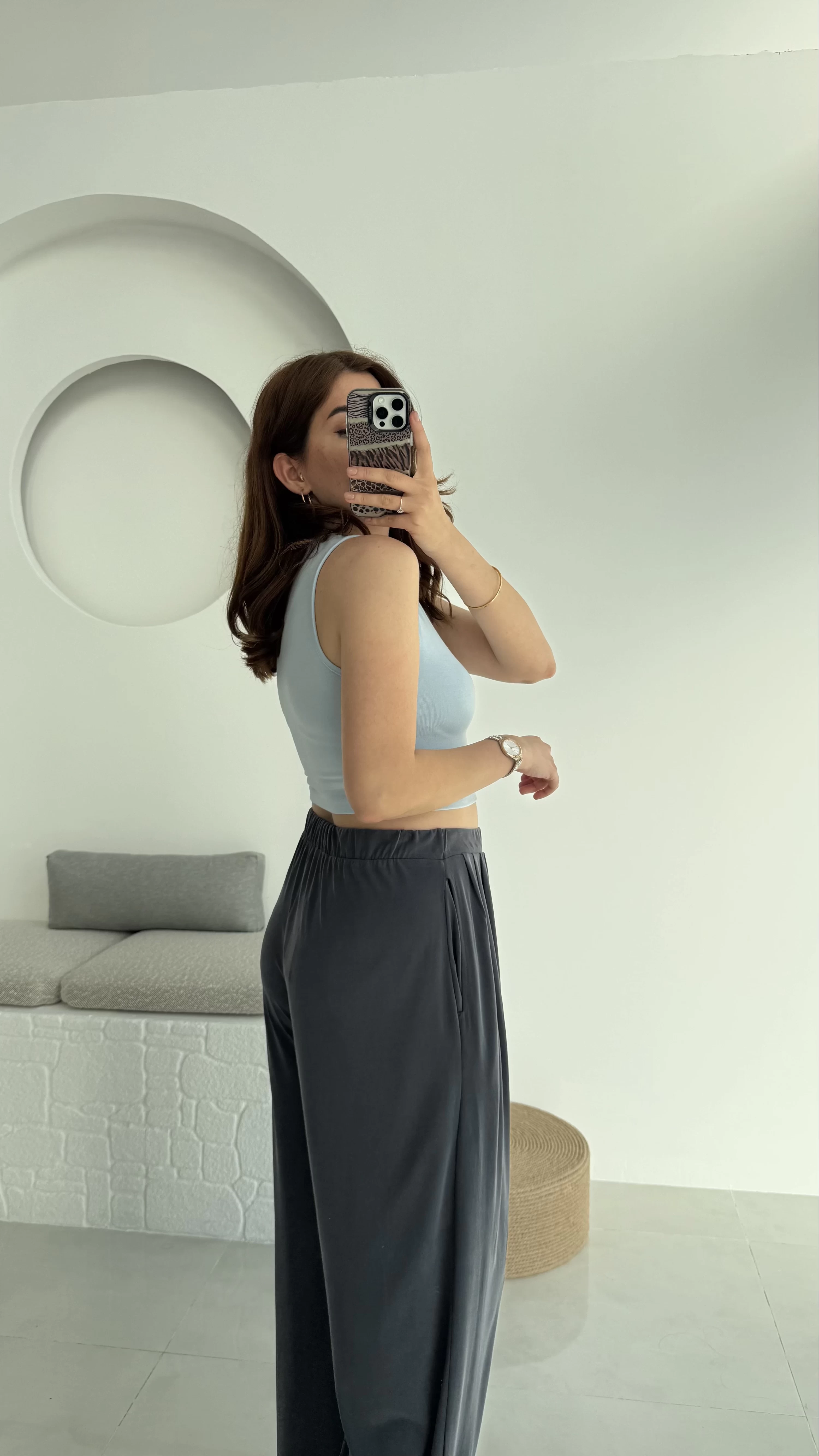 Oys Crop Halter Yaka Bebe Mavisi