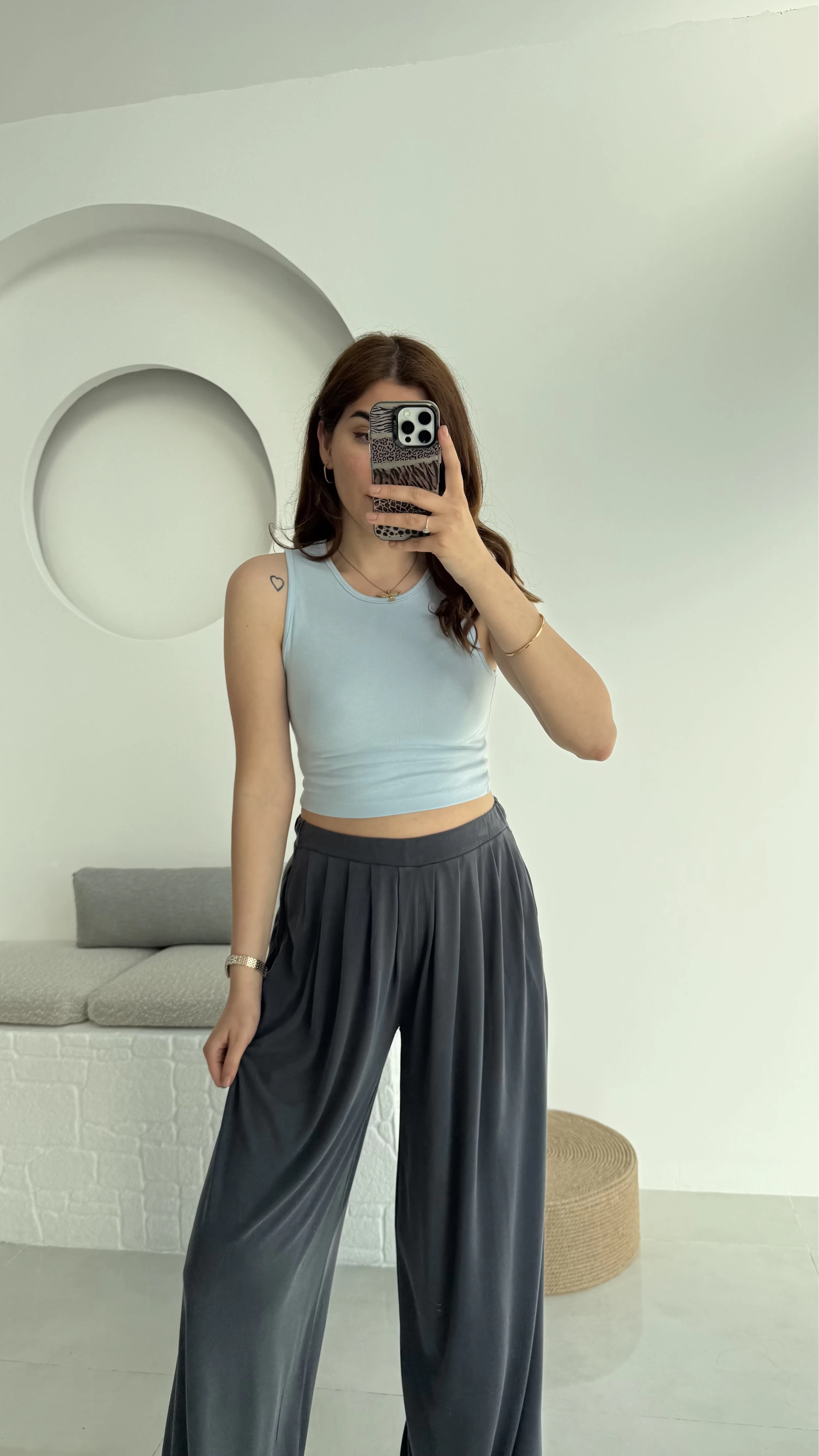 Oys Crop Halter Yaka Bebe Mavisi
