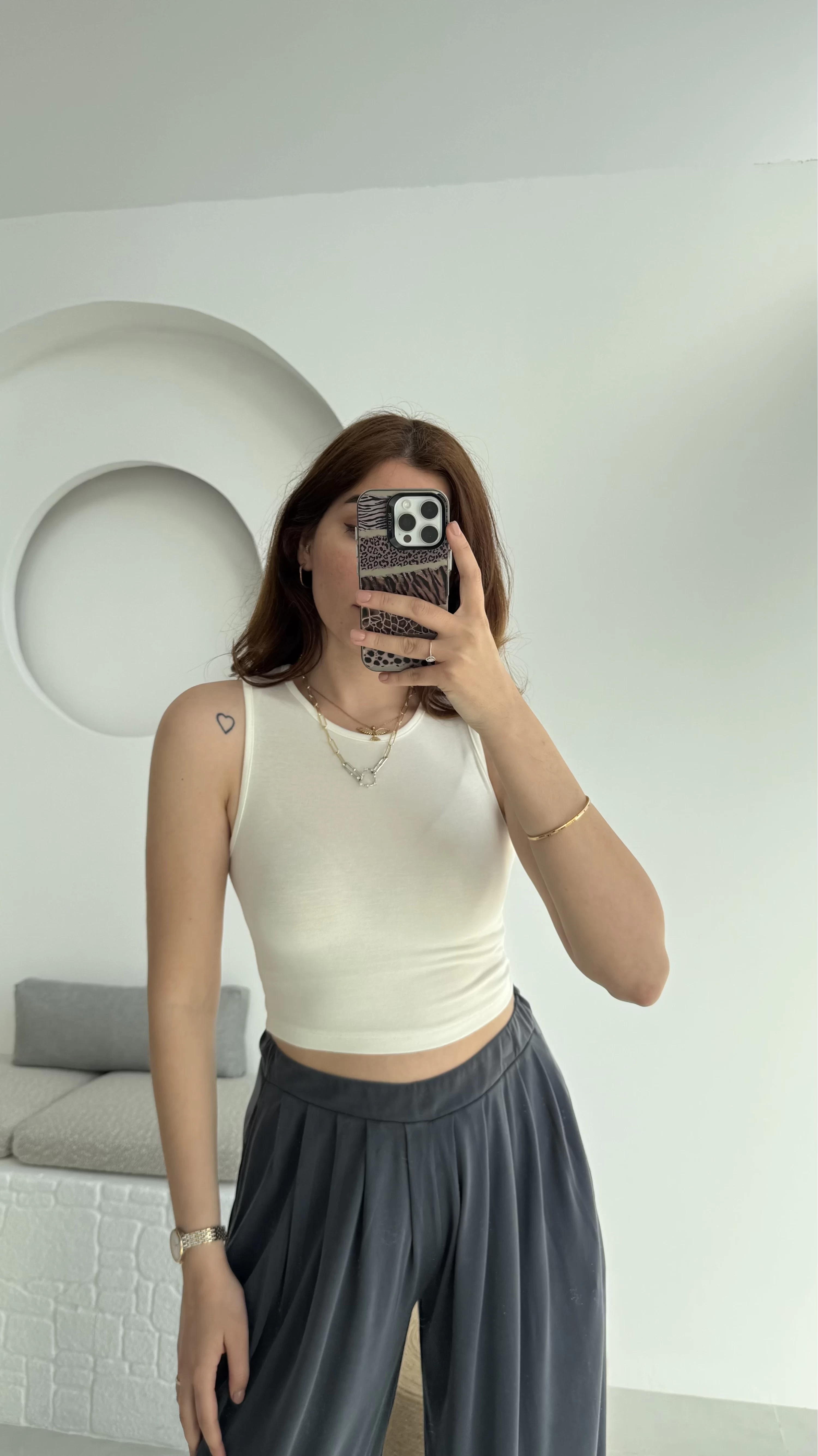 Oys Crop Halter Yaka Beyaz