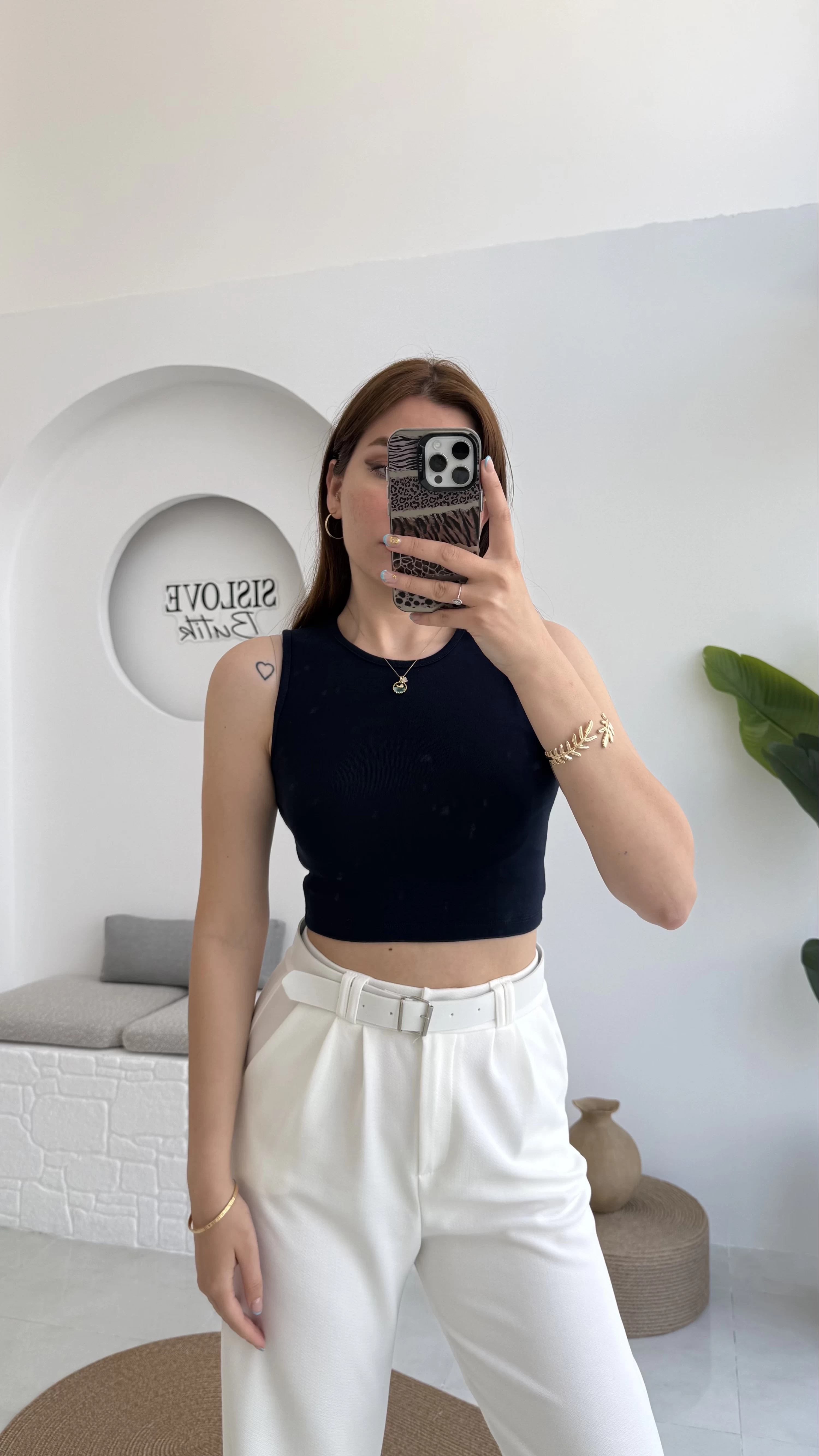 Oys Crop Halter Yaka Lacivert
