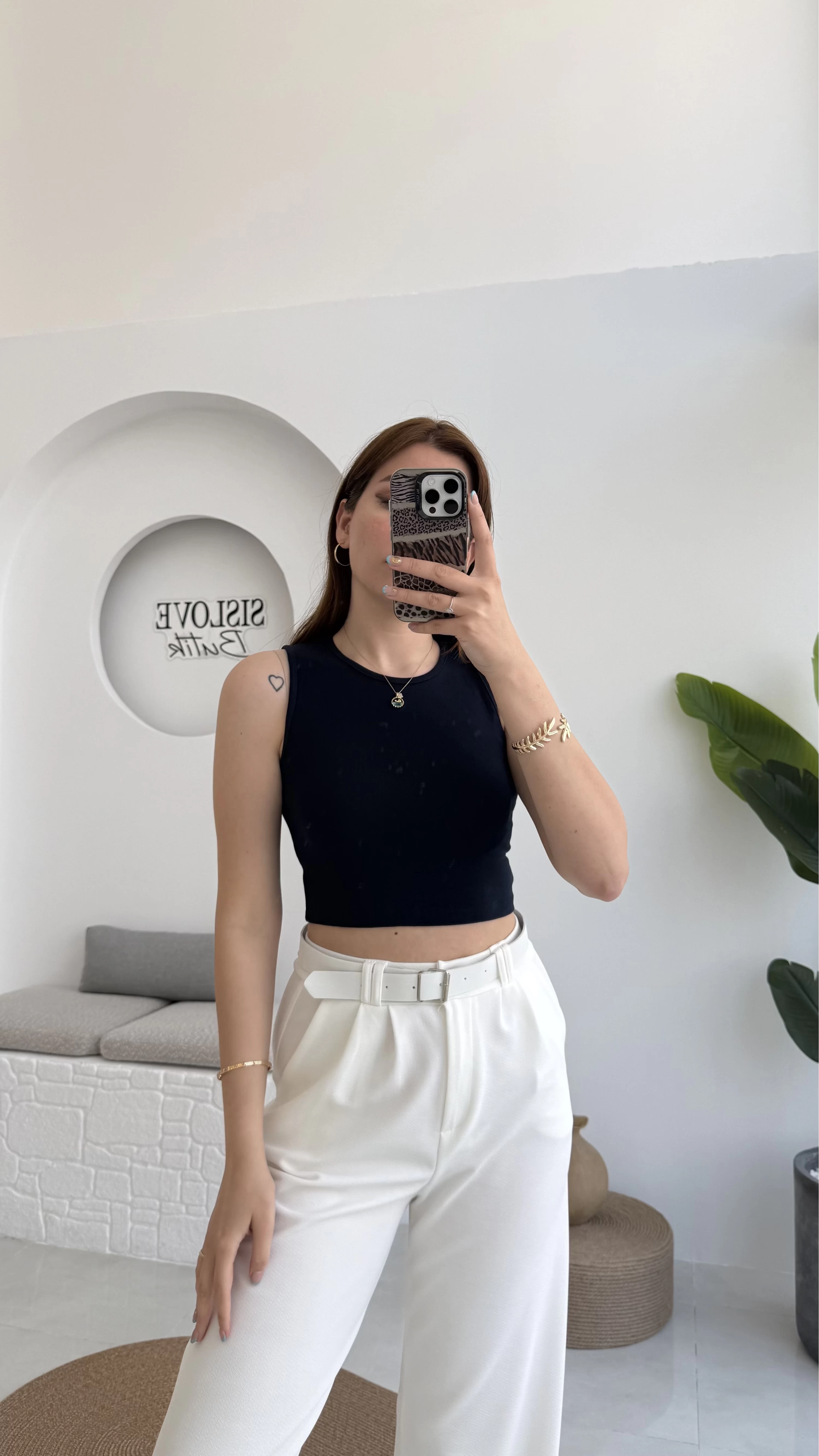 Oys Crop Halter Yaka Lacivert