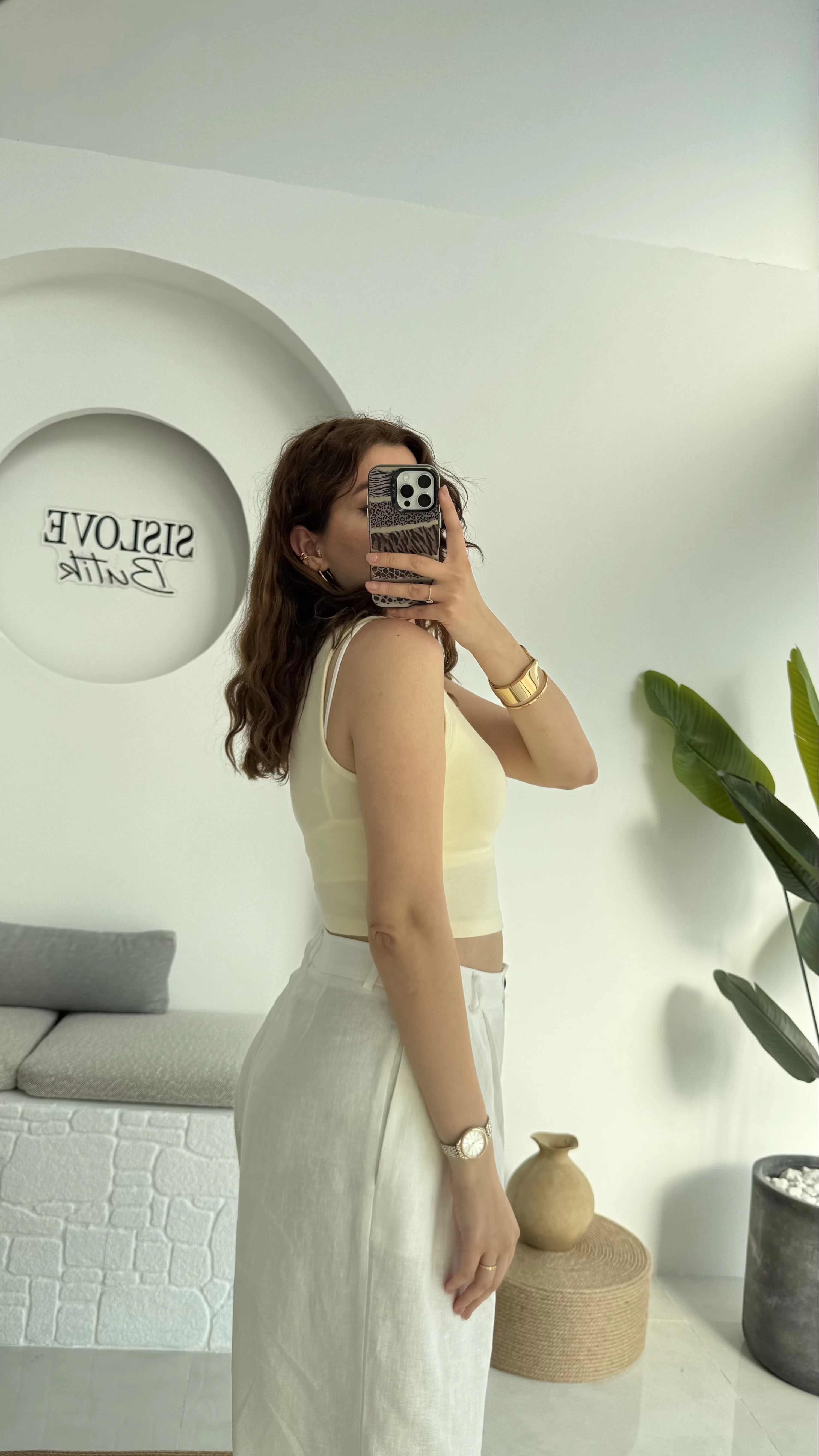 Oys Crop Halter Yaka Sarı