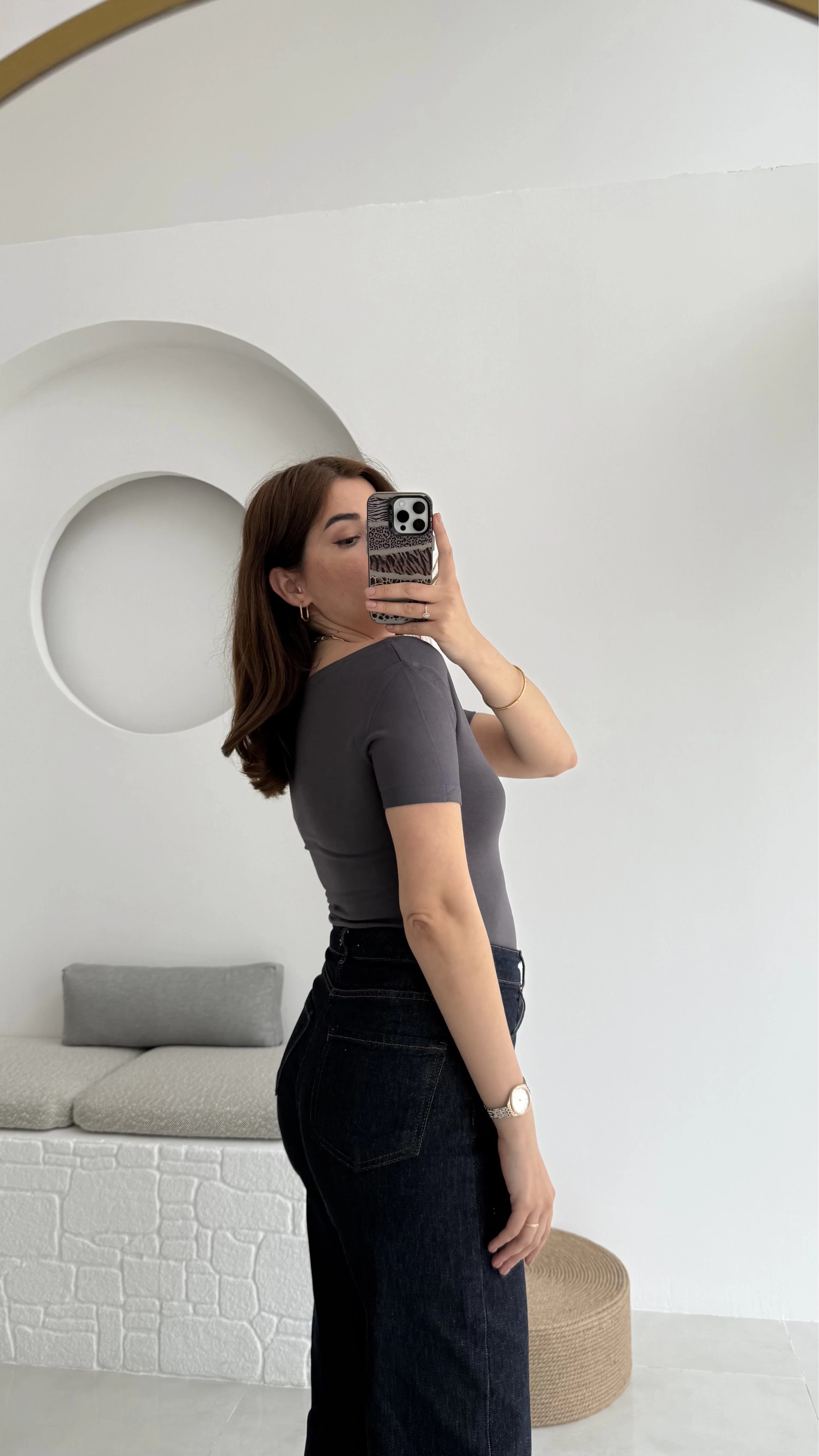 Oys Kayık Yaka T-Shirt Antrasit