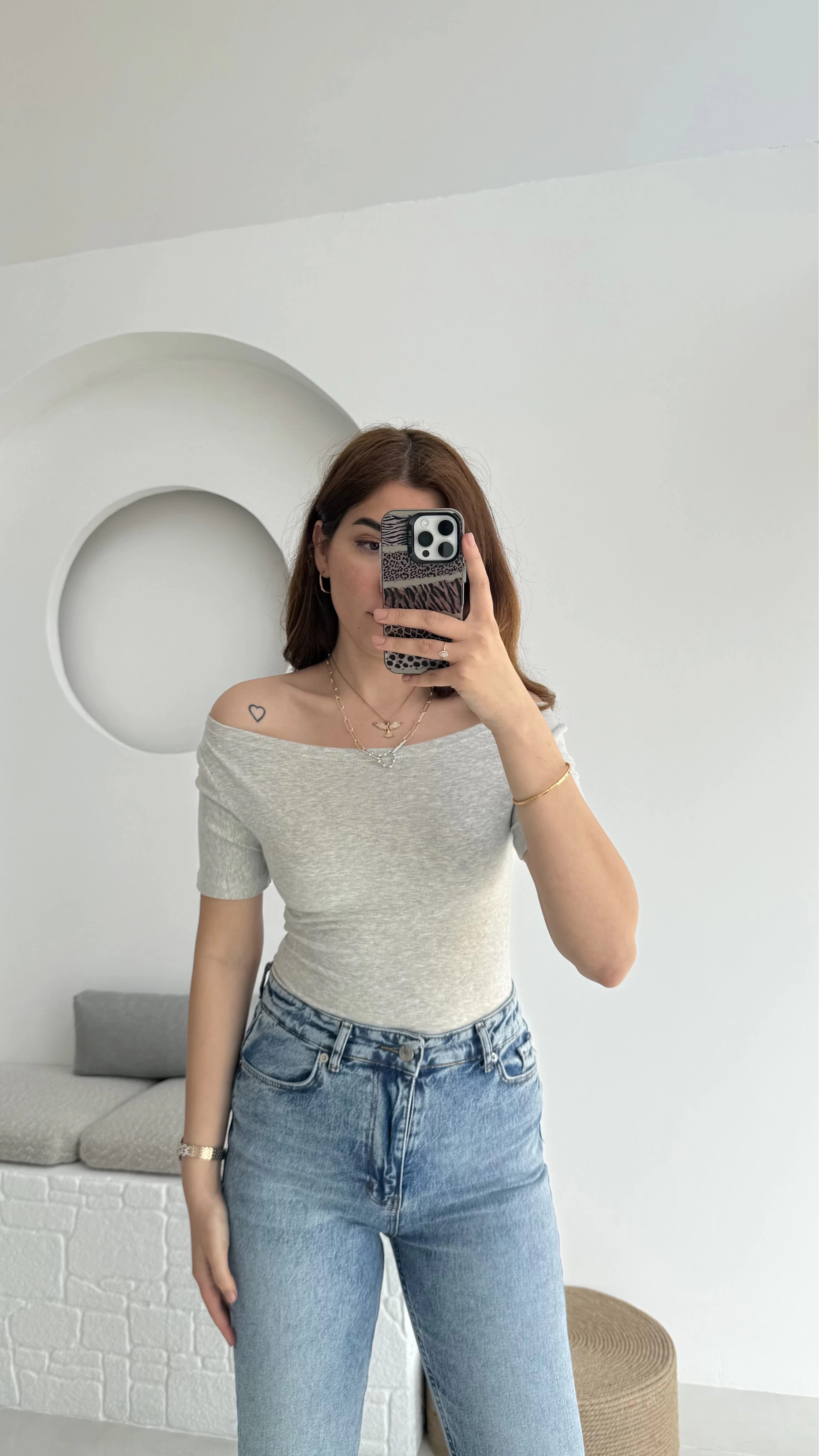 Oys Kayık Yaka T-Shirt Gri