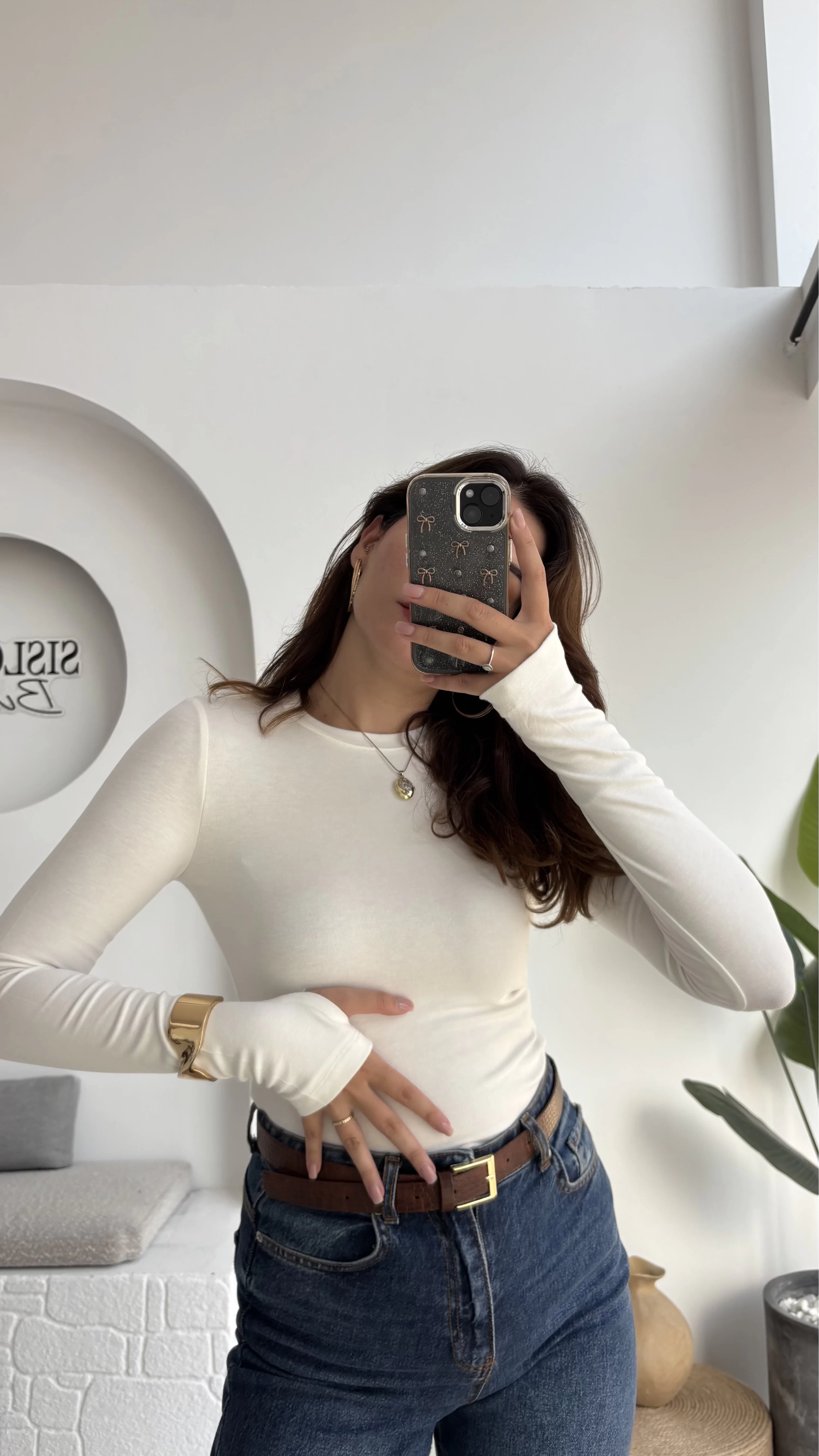 Oys Kırık Beyaz Parmak Geçmeli Body