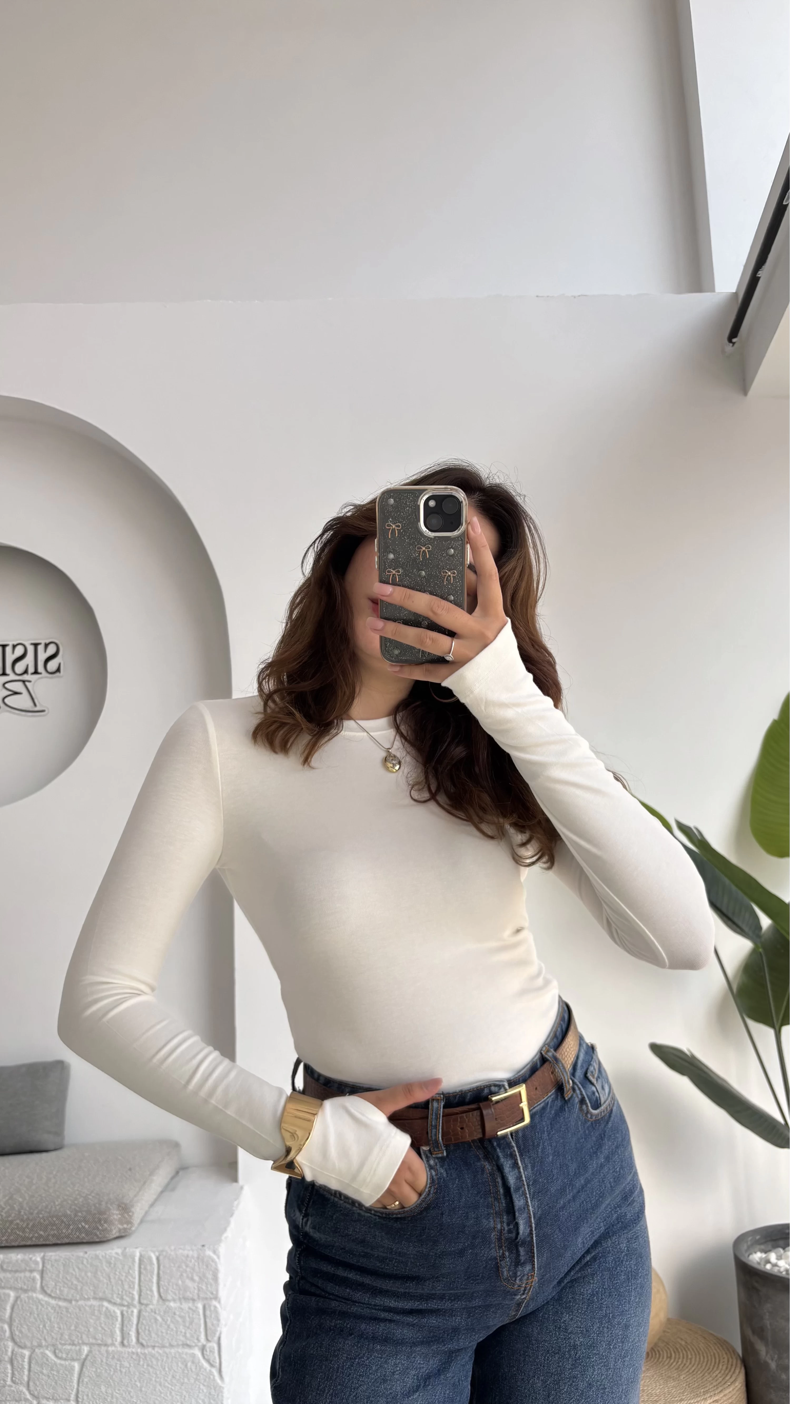 Oys Kırık Beyaz Parmak Geçmeli Body