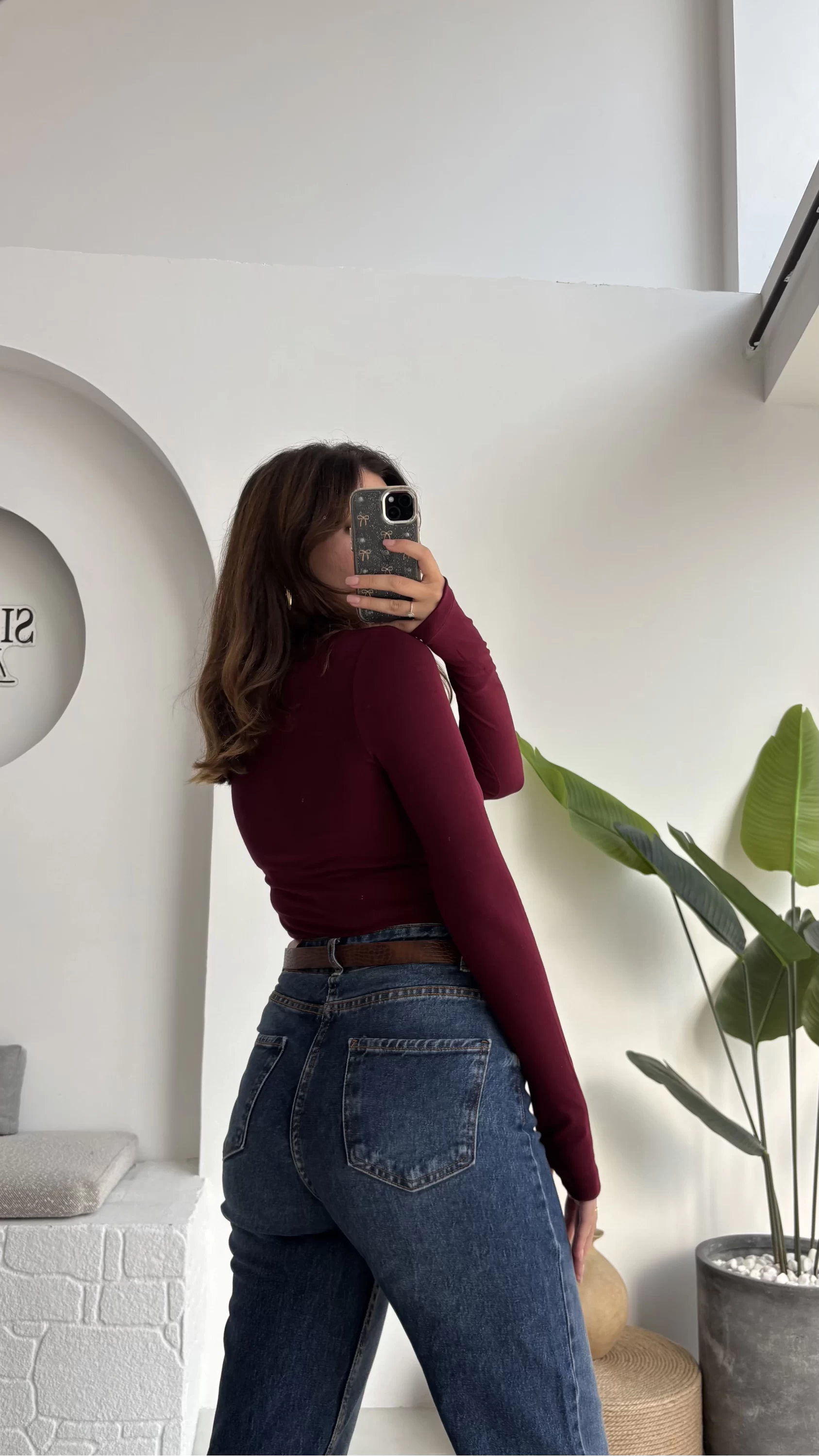 Oys Koyu Bordo Parmak Geçmeli Body