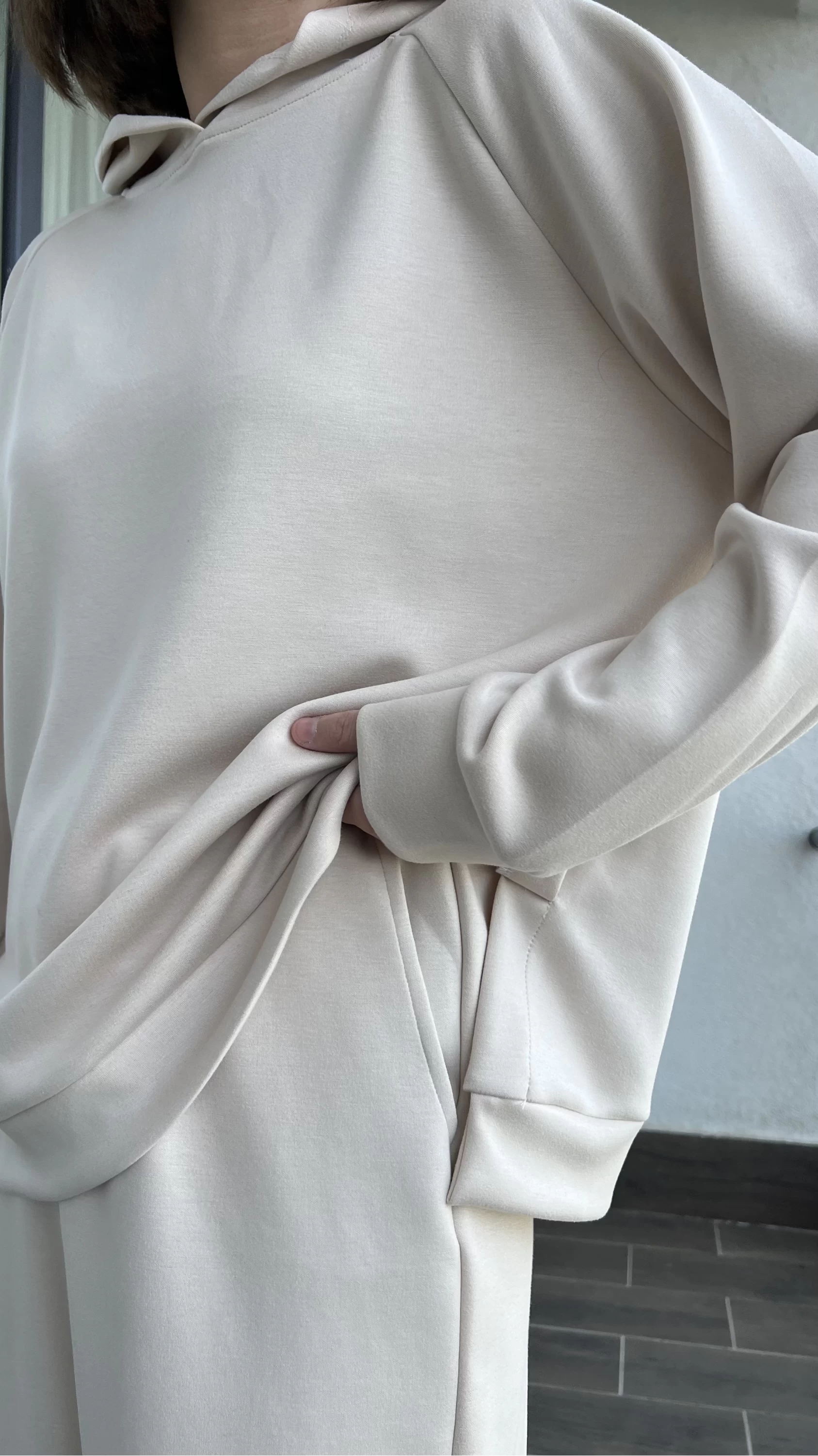 Oys Krem Premium Model Modal Kumaş Sweat Takım