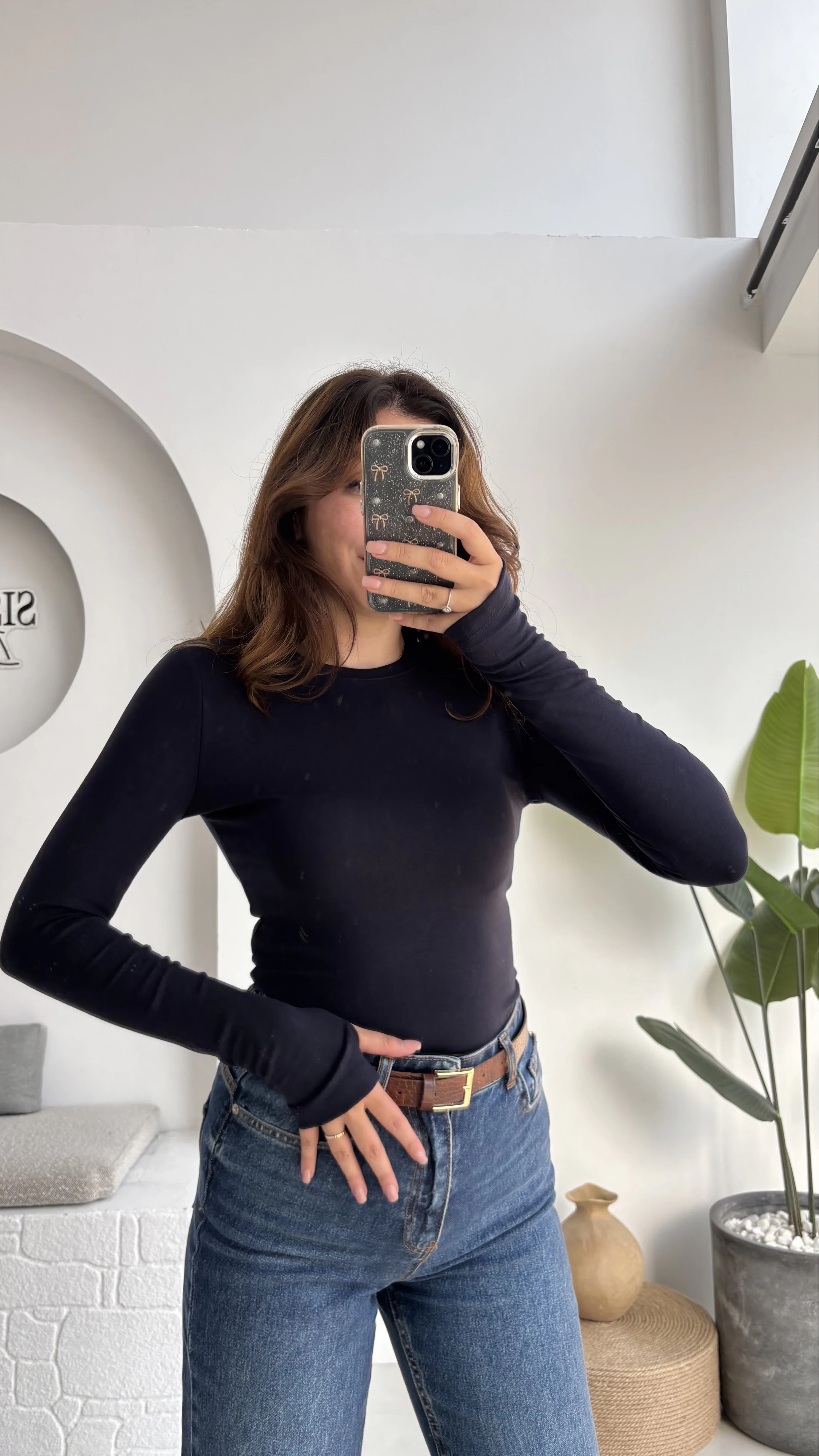 Oys Lacivert Parmak Geçmeli Body