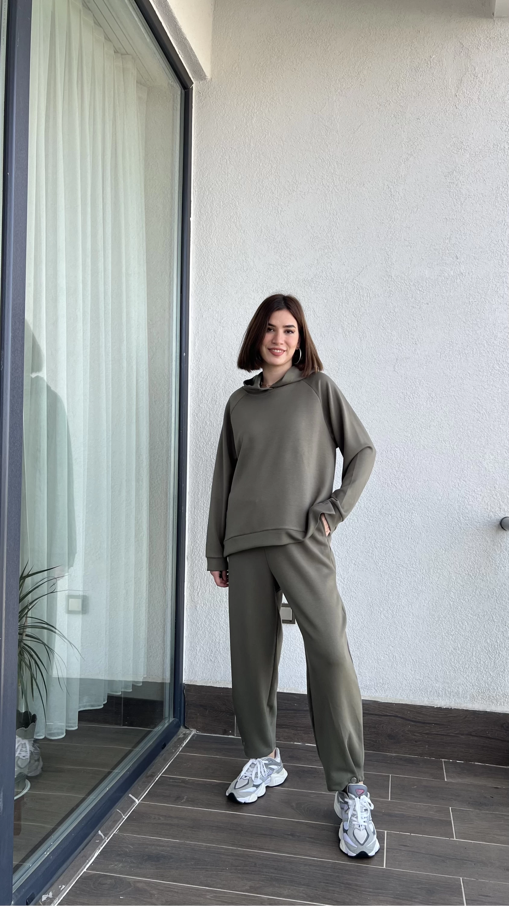 Oys Haki Premium Model Modal Kumaş Sweat Takım