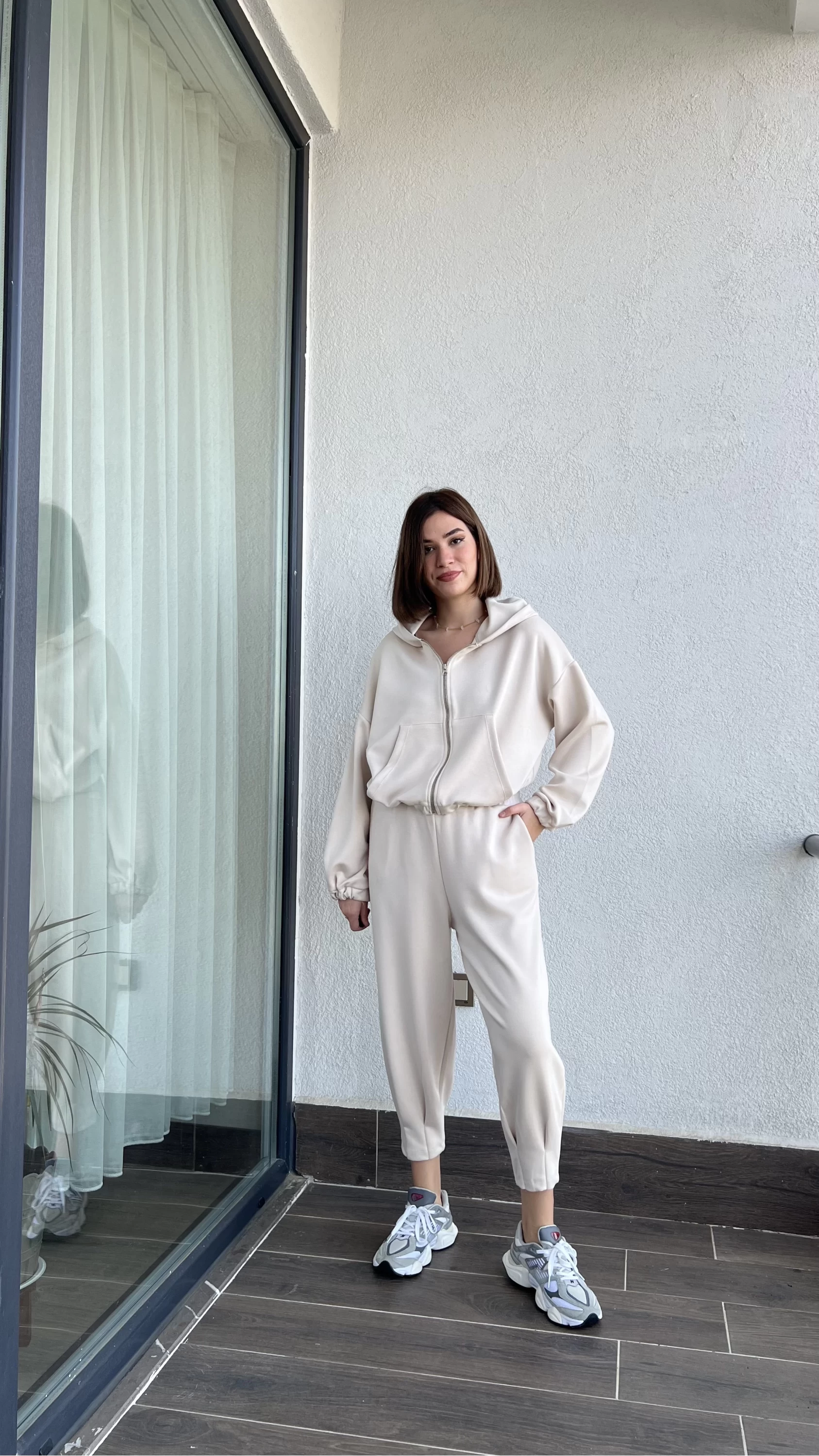 Oys Model Hırkalı Krem Modal Premium Takım