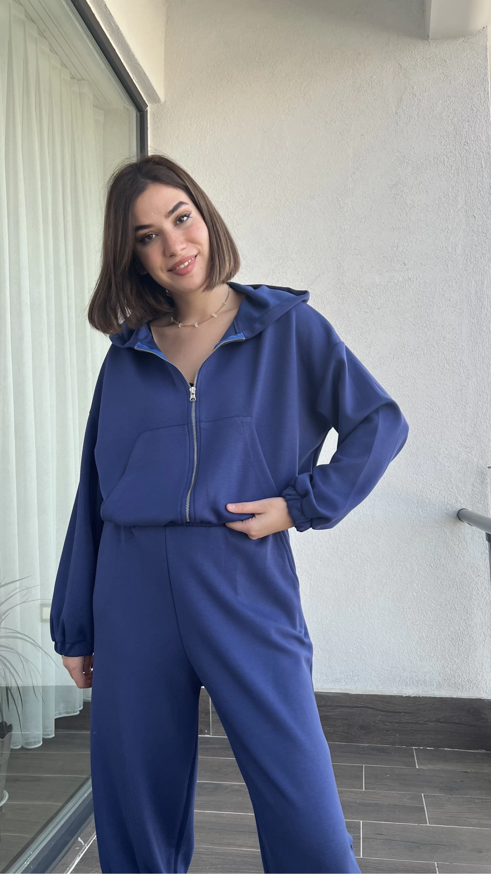 Oys Model Hırkalı Lacivert Modal Premium Takım