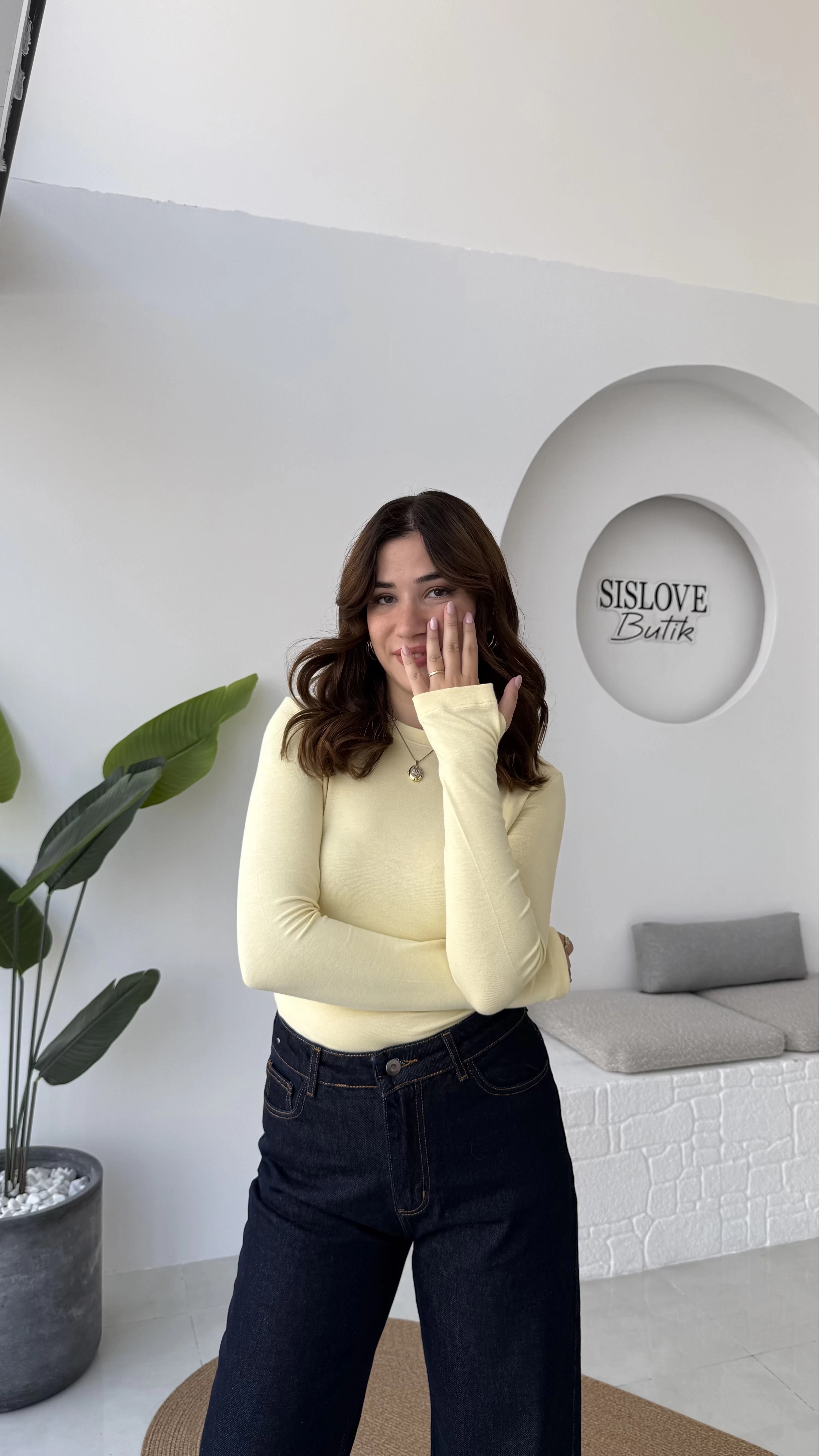 Oys Sarı Parmak Geçmeli Body