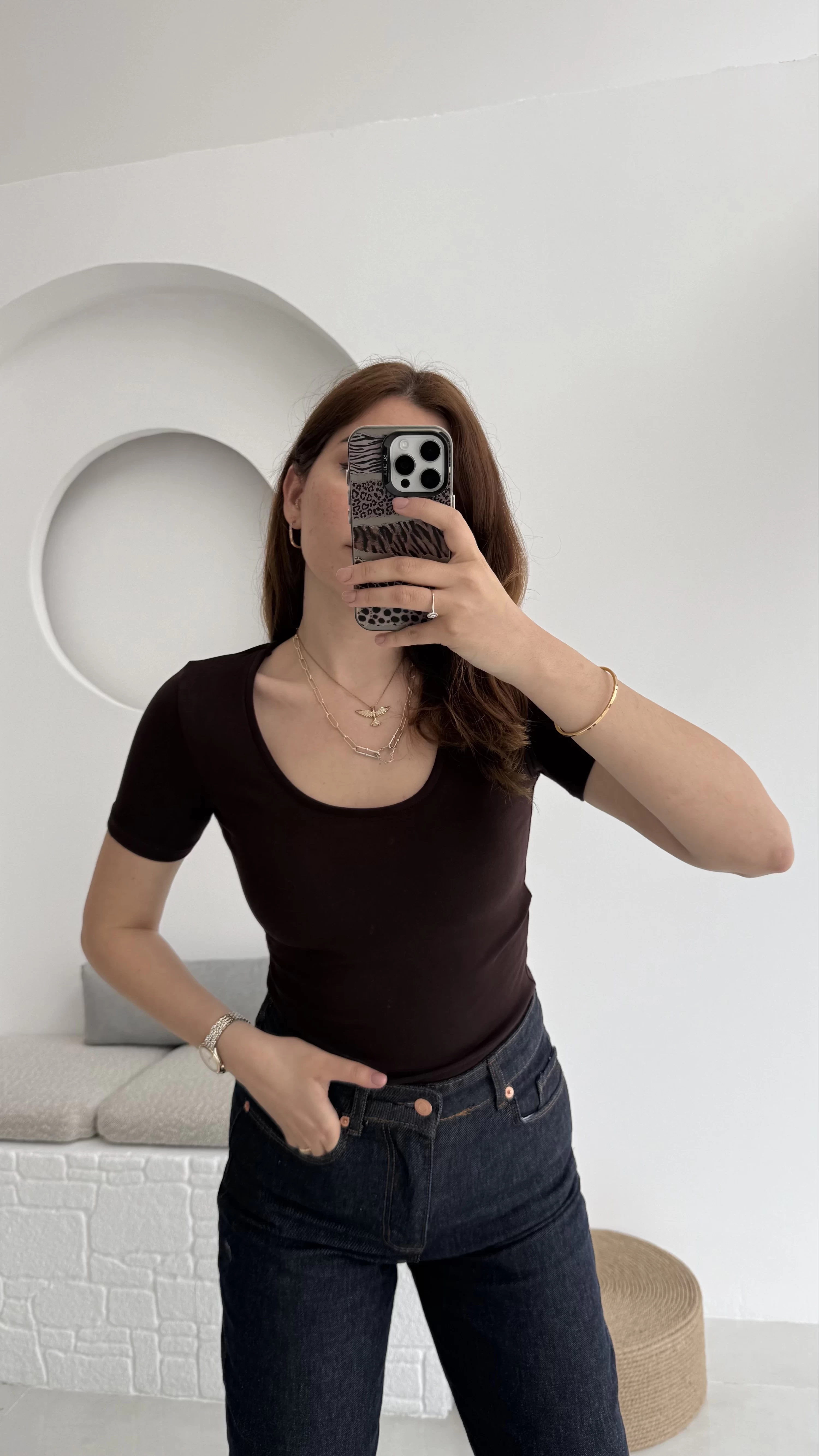 Oys U Yaka T-Shirt Acı Kahve