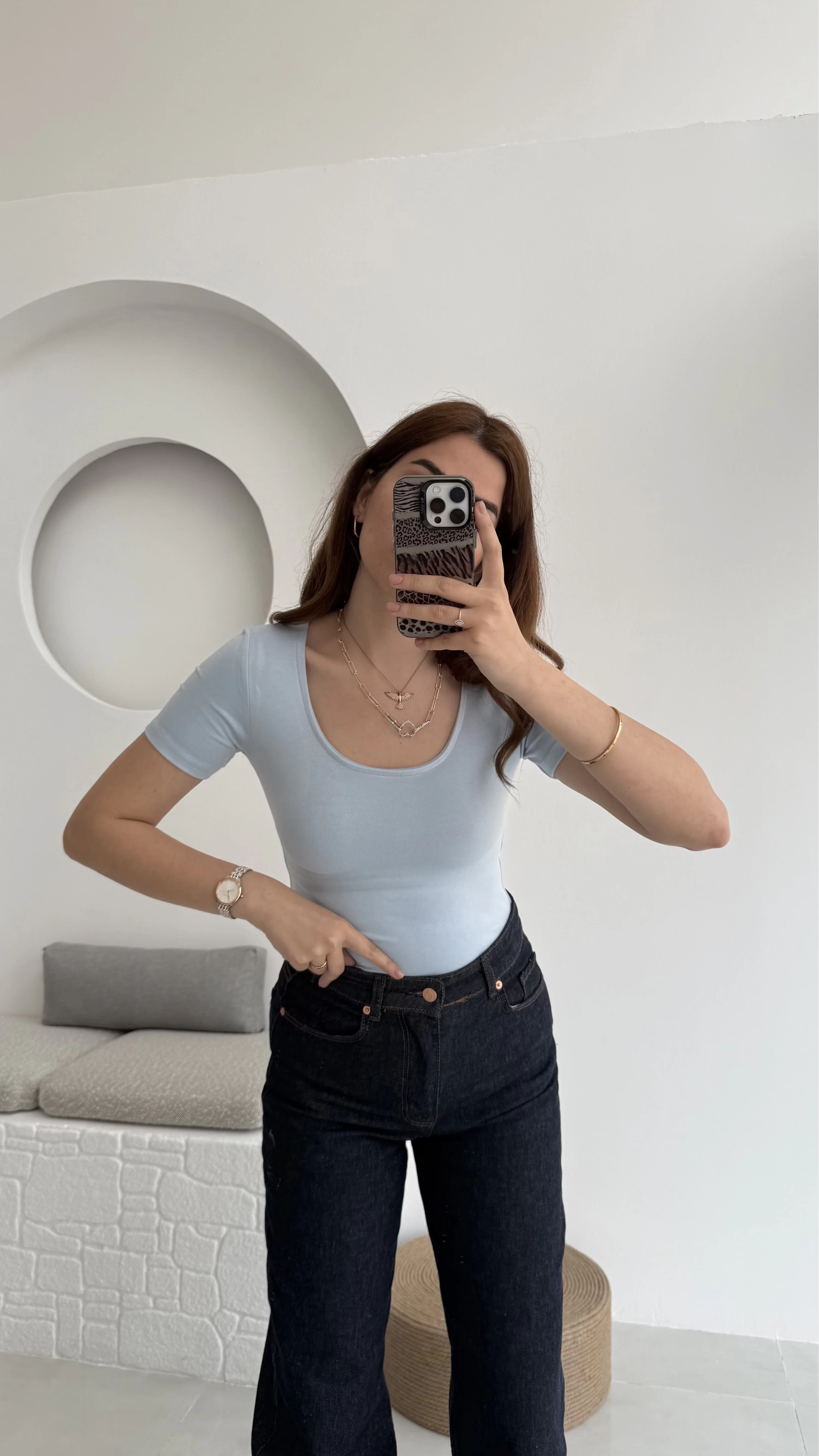 Oys U Yaka T-Shirt Bebe Mavisi