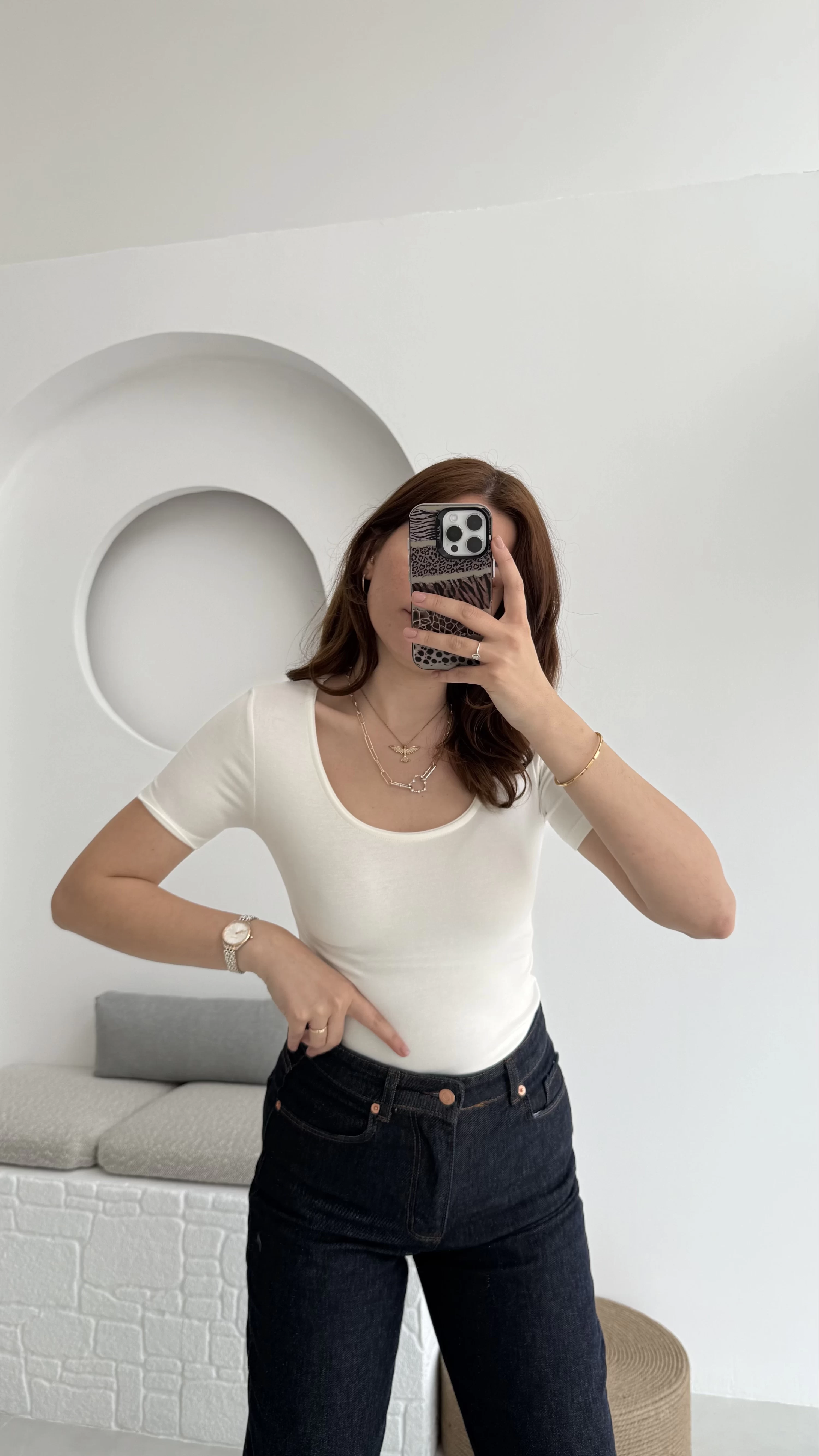 Oys U Yaka T-Shirt Beyaz
