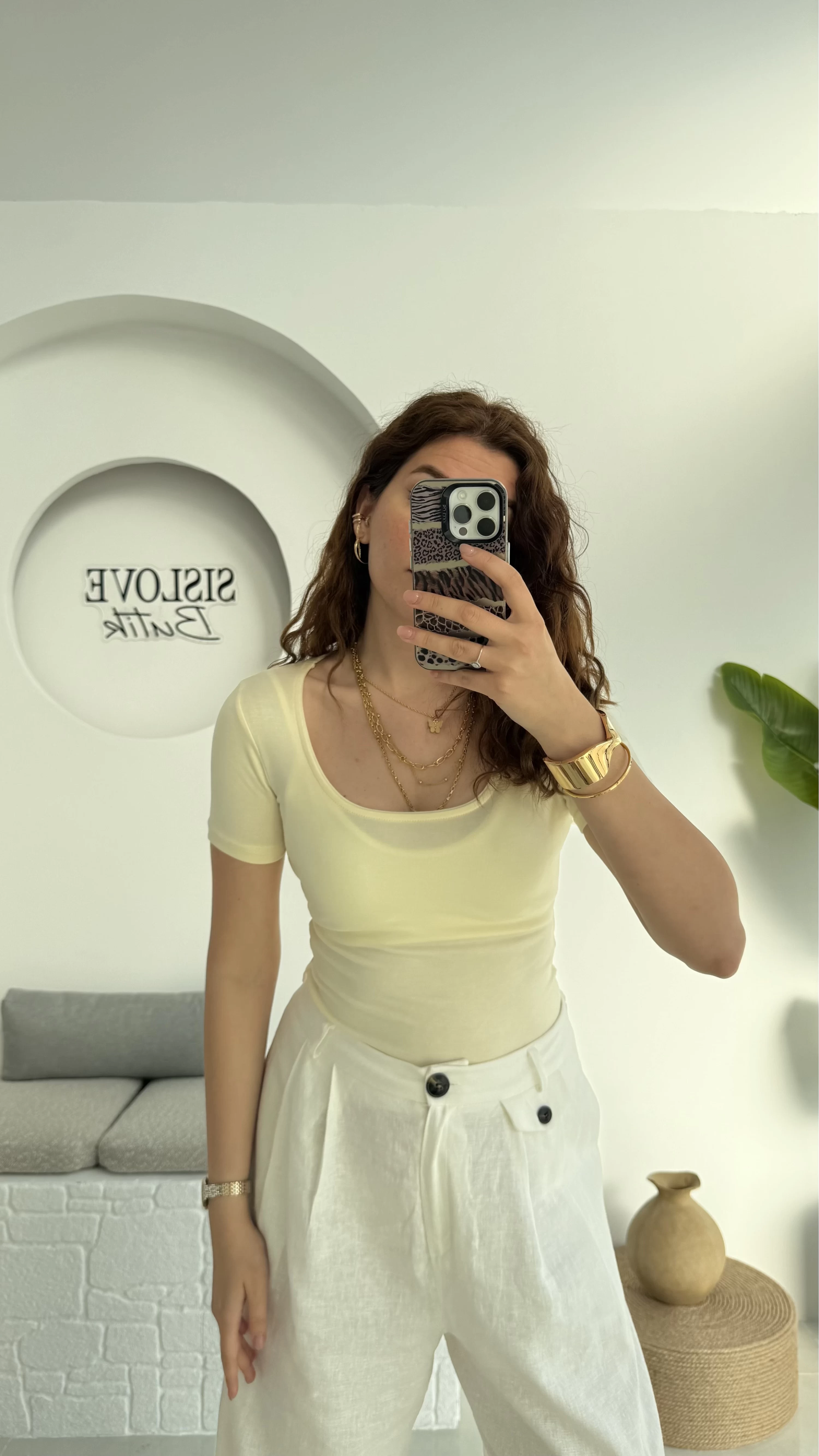 Oys U Yaka T-Shirt Sarı