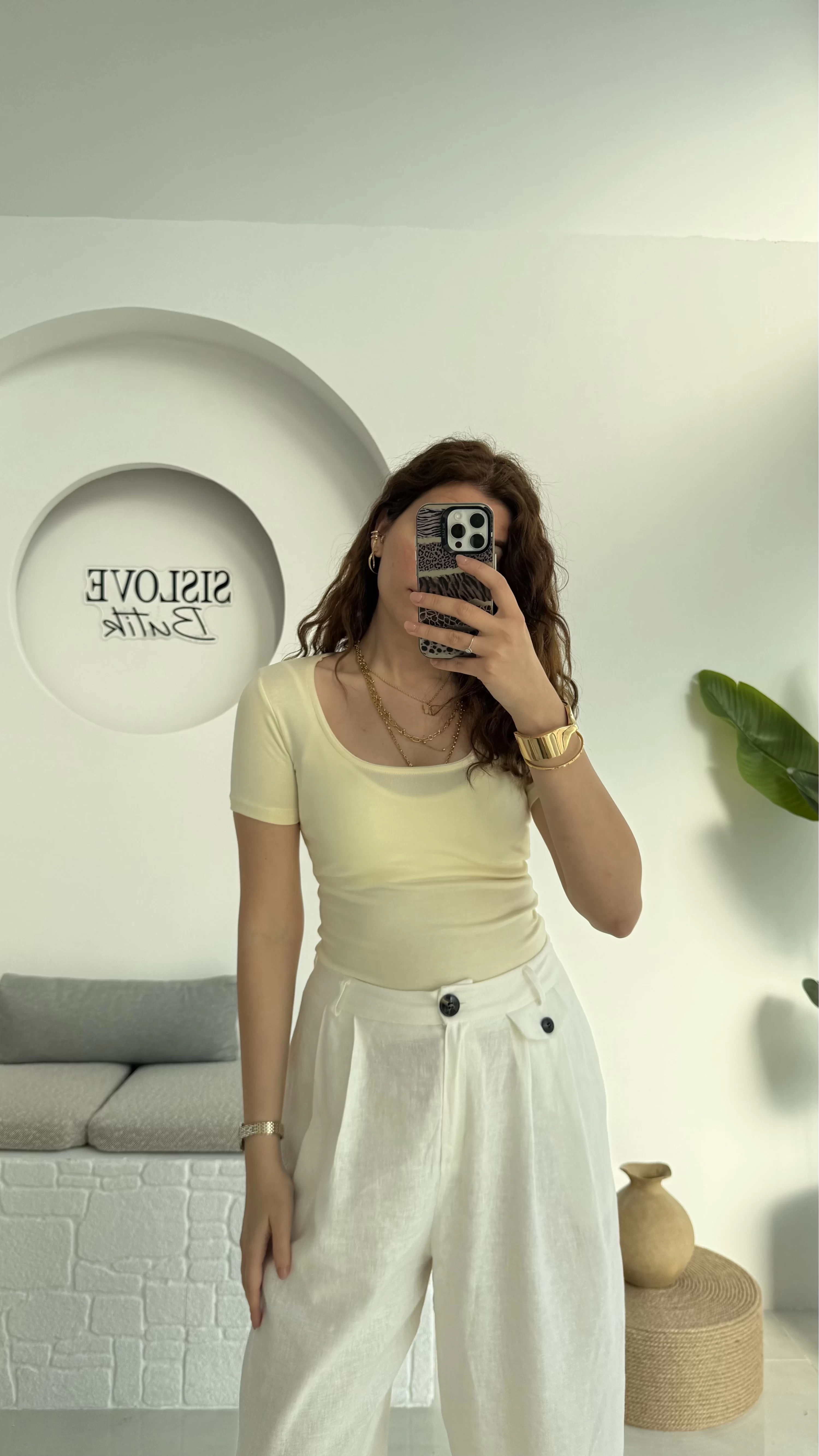 Oys U Yaka T-Shirt Sarı