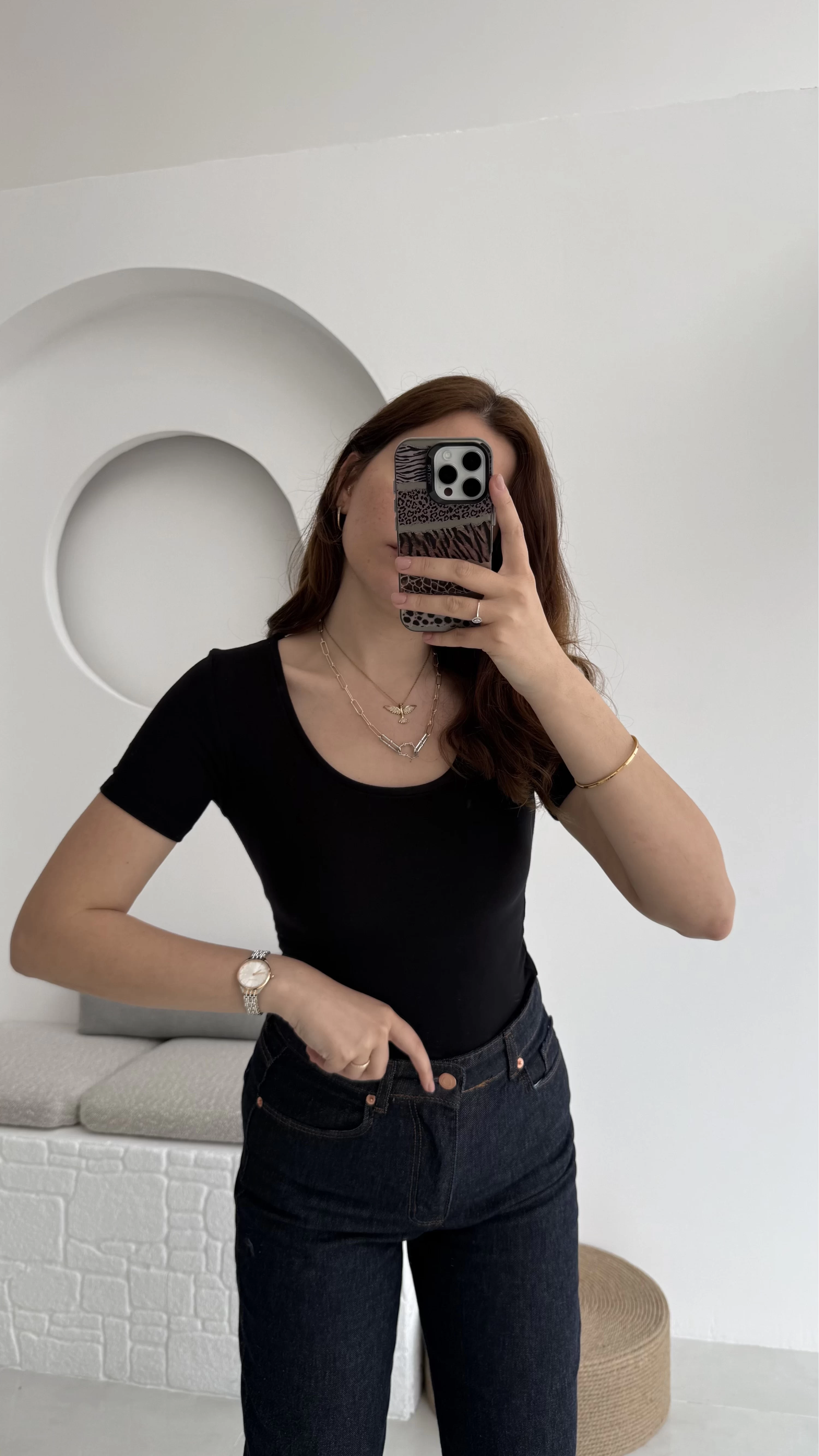 Oys U Yaka T-Shirt Siyah