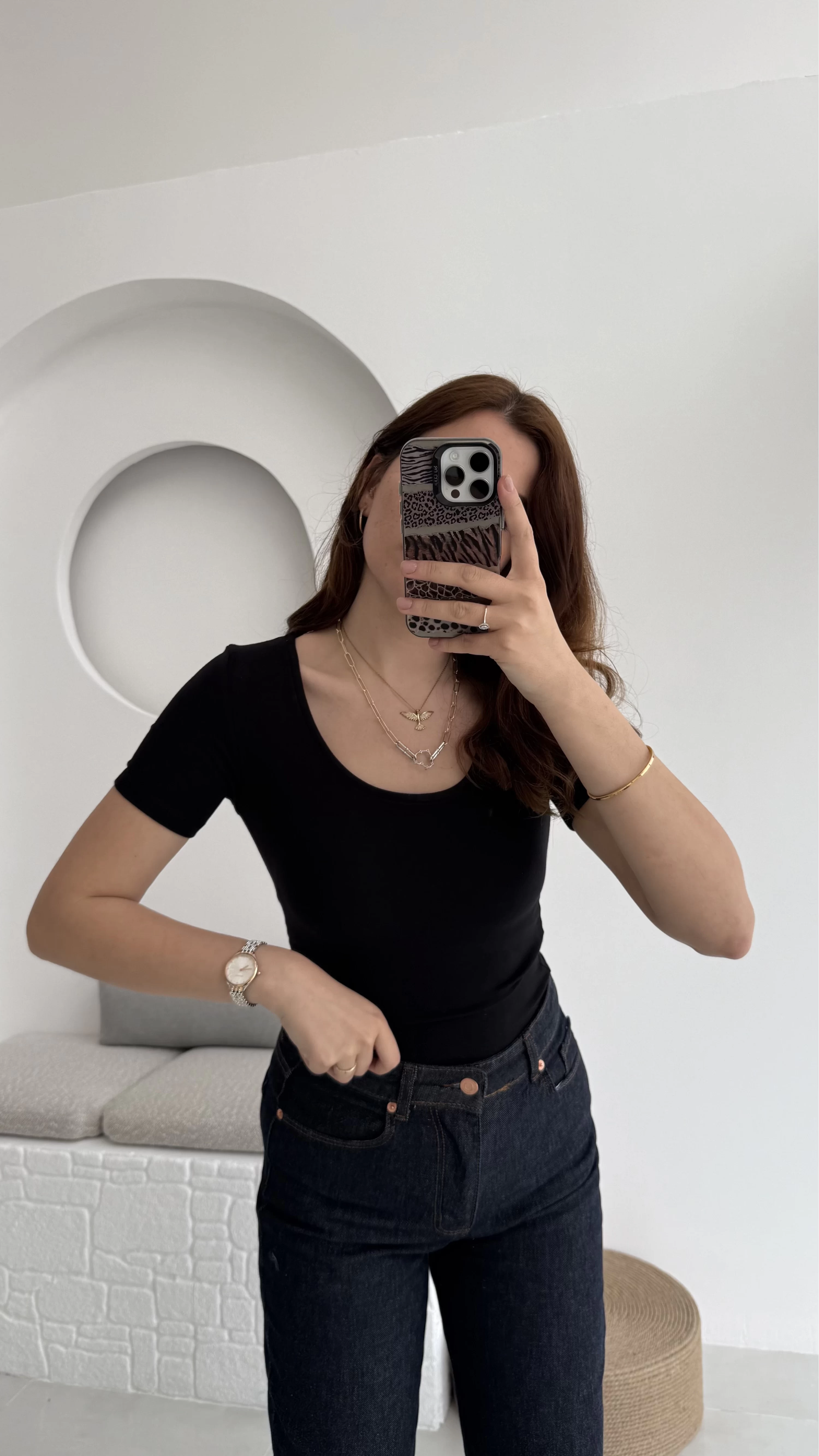 Oys U Yaka T-Shirt Siyah