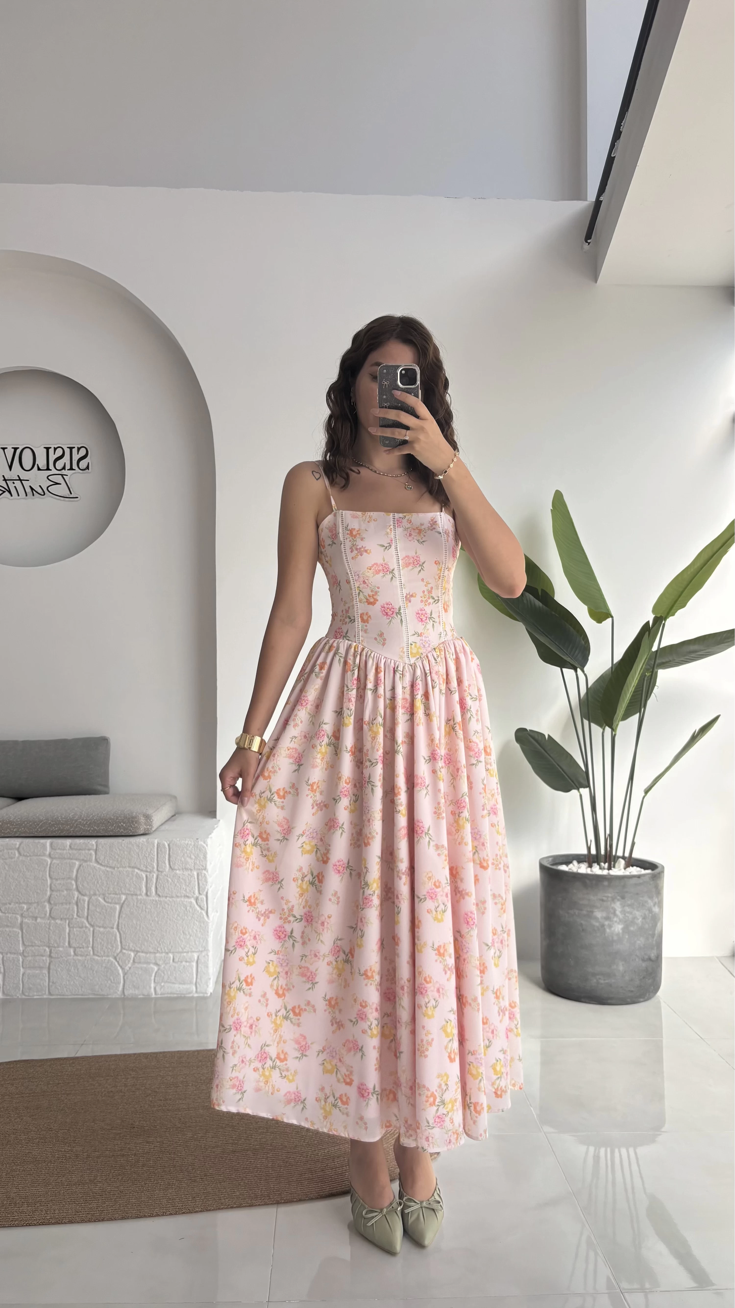 Paris Korse Detay Elbise - Bej - 00673