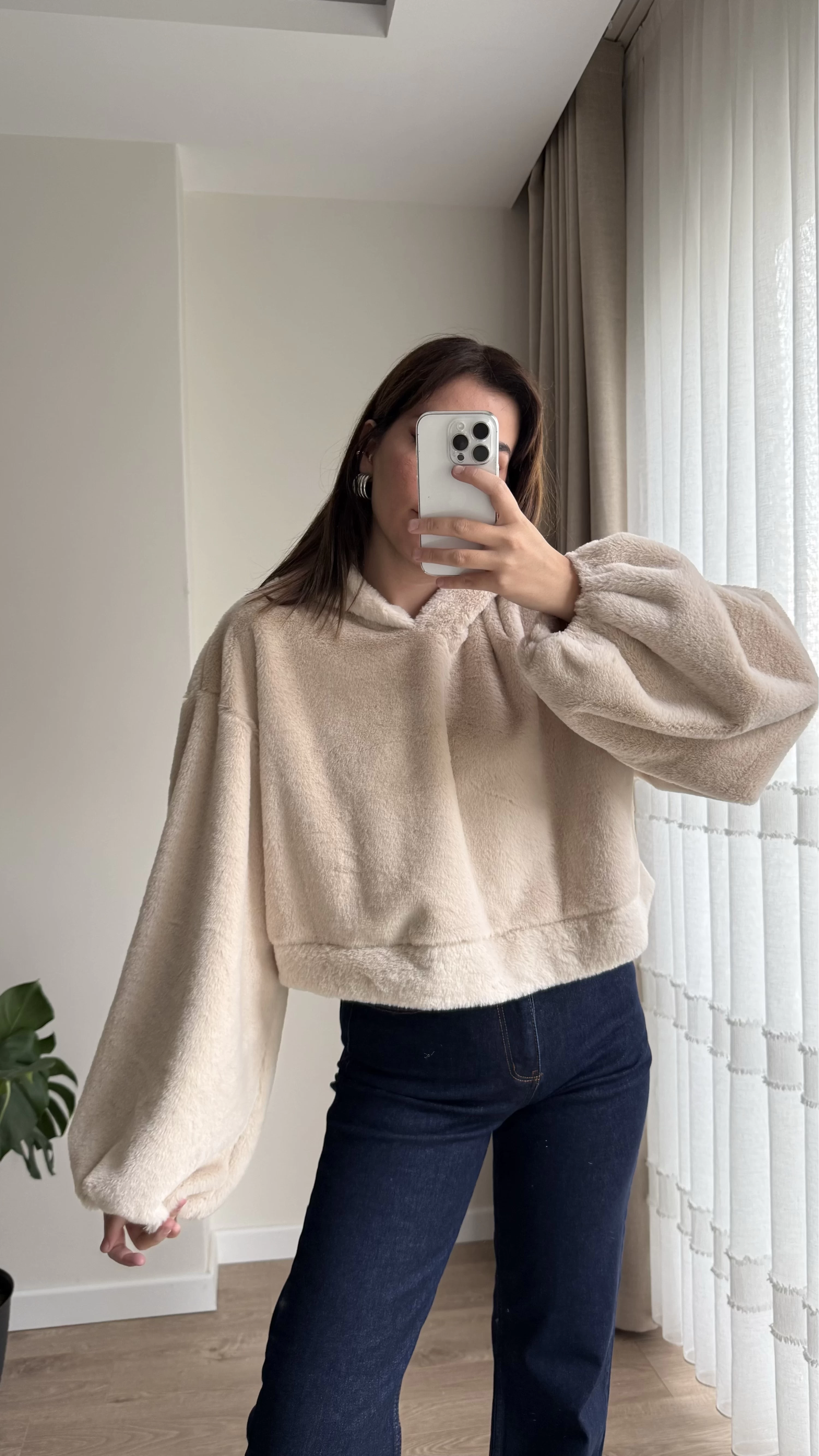 Peluş Kapüşonlu Sweat