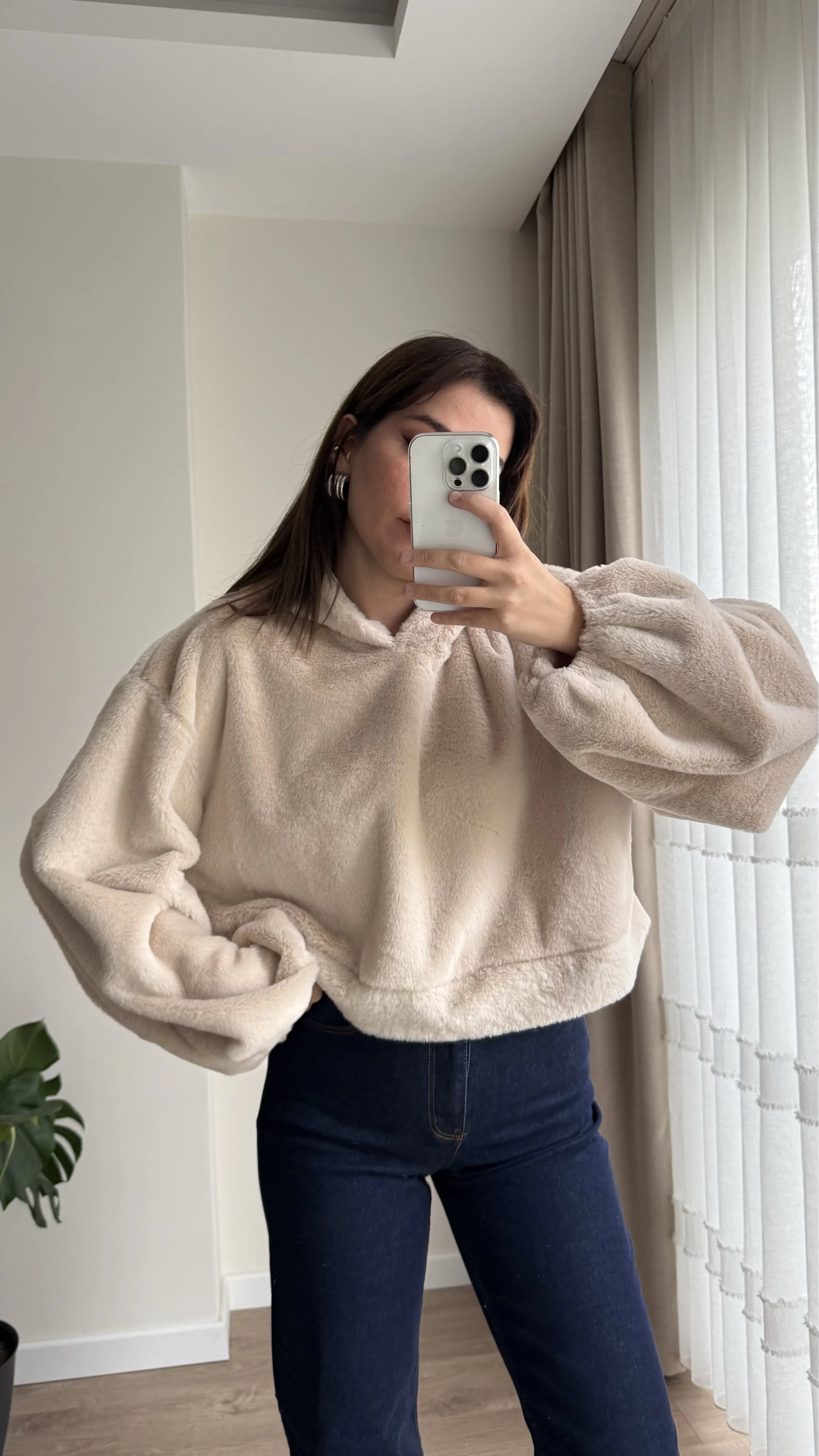 Peluş Kapüşonlu Sweat