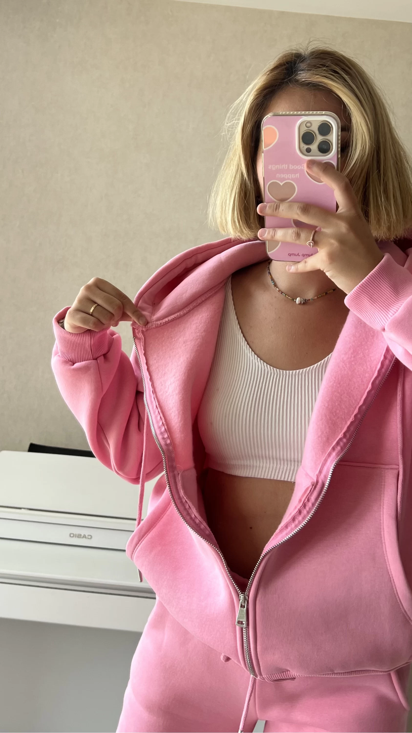 Pembe Rengi Hırkalı Eşofman Takımı