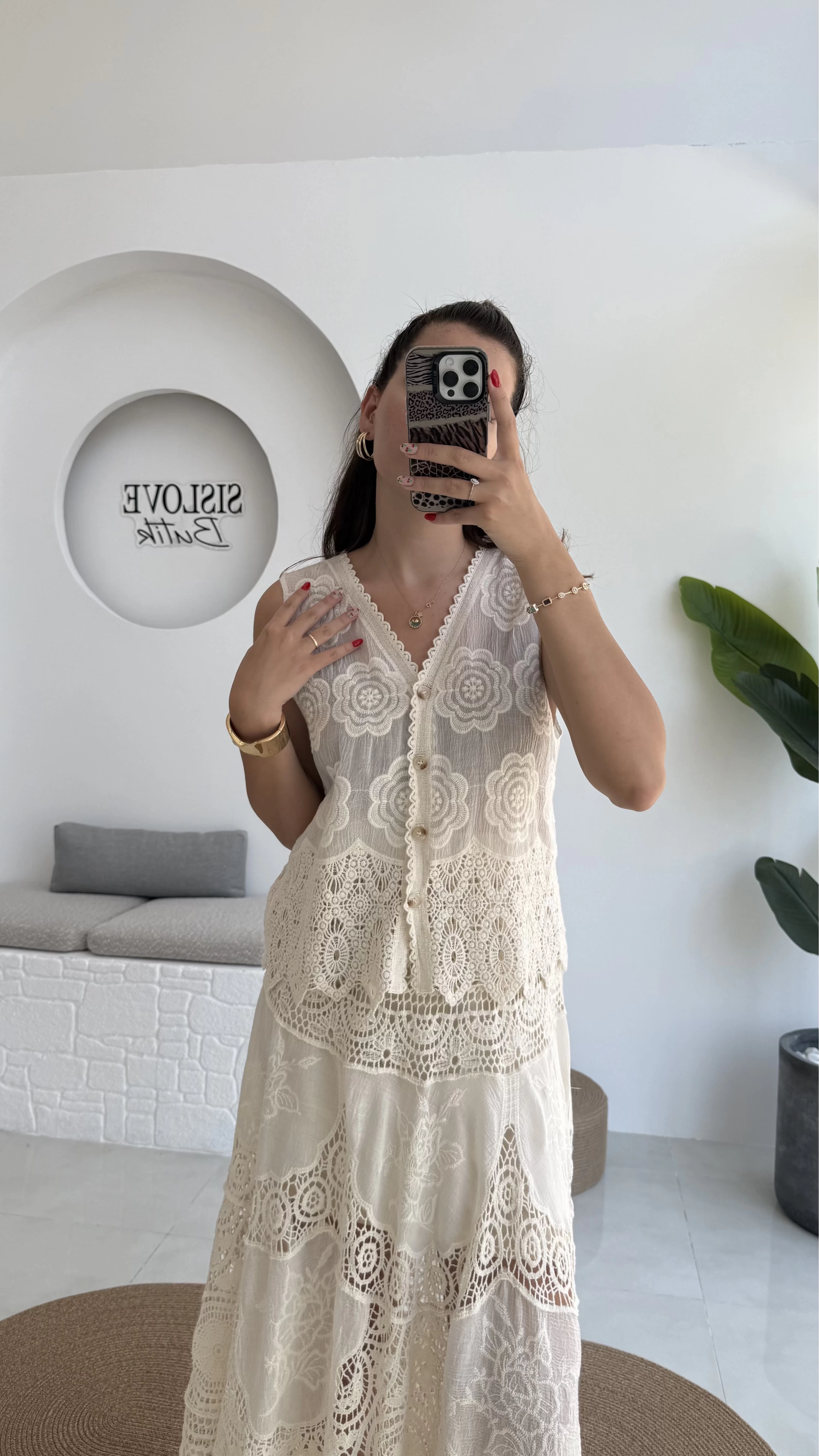 Pera Dantelli Yelek - Natural - 38402
