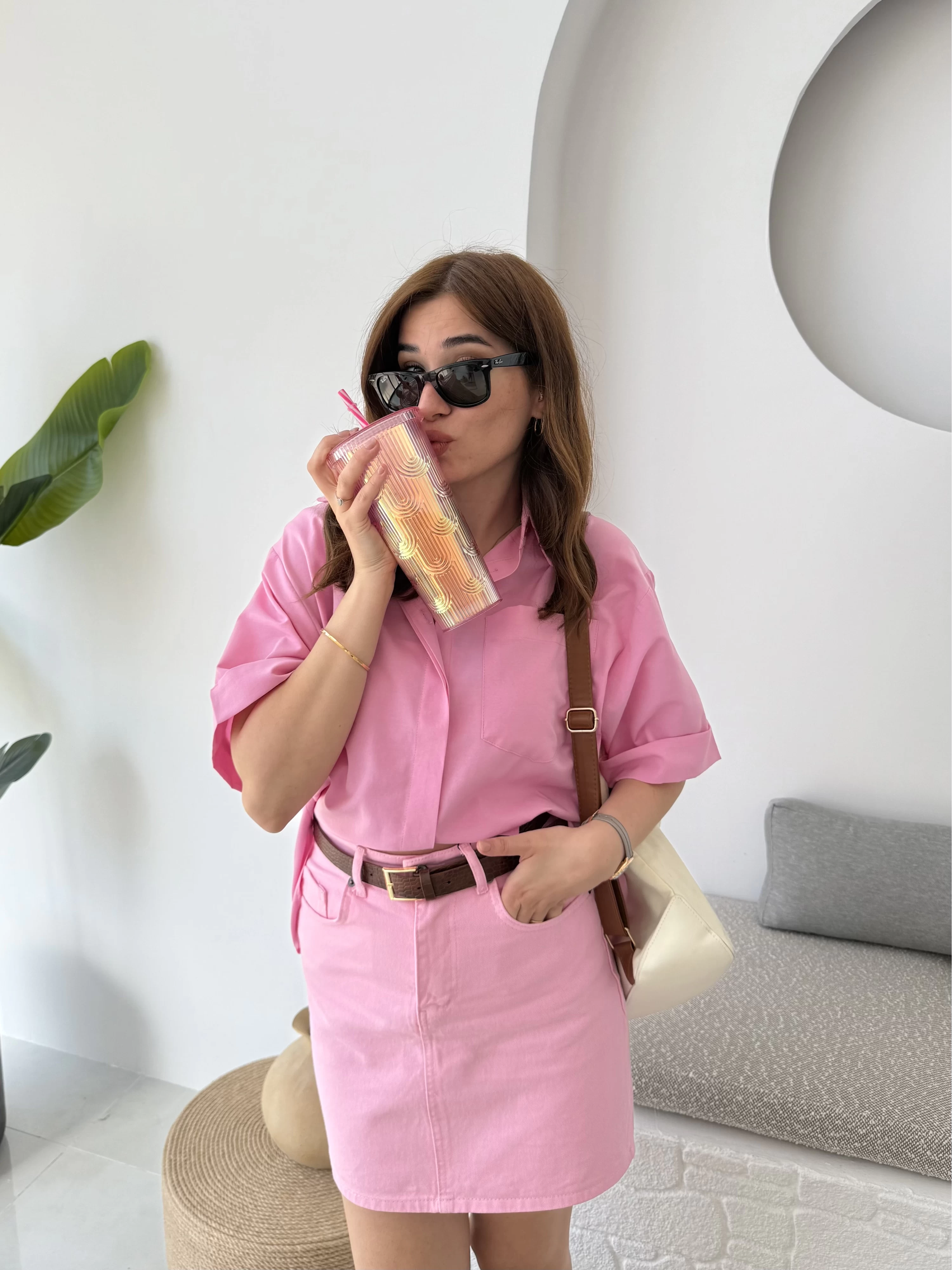 Poplin Kumaş Gömlek Pembe - 2093