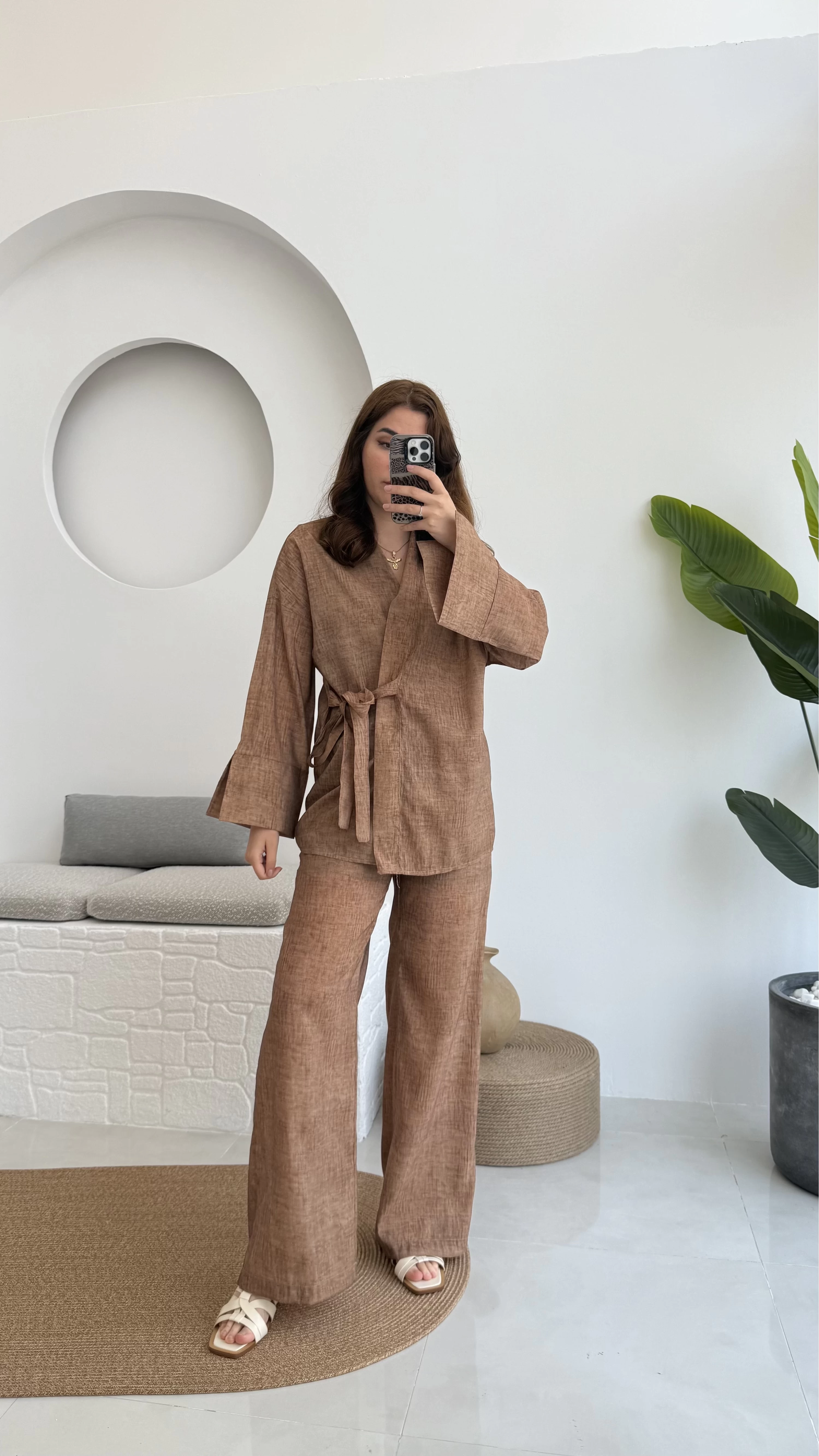 Portion Tensel Kimono Takım Kahve