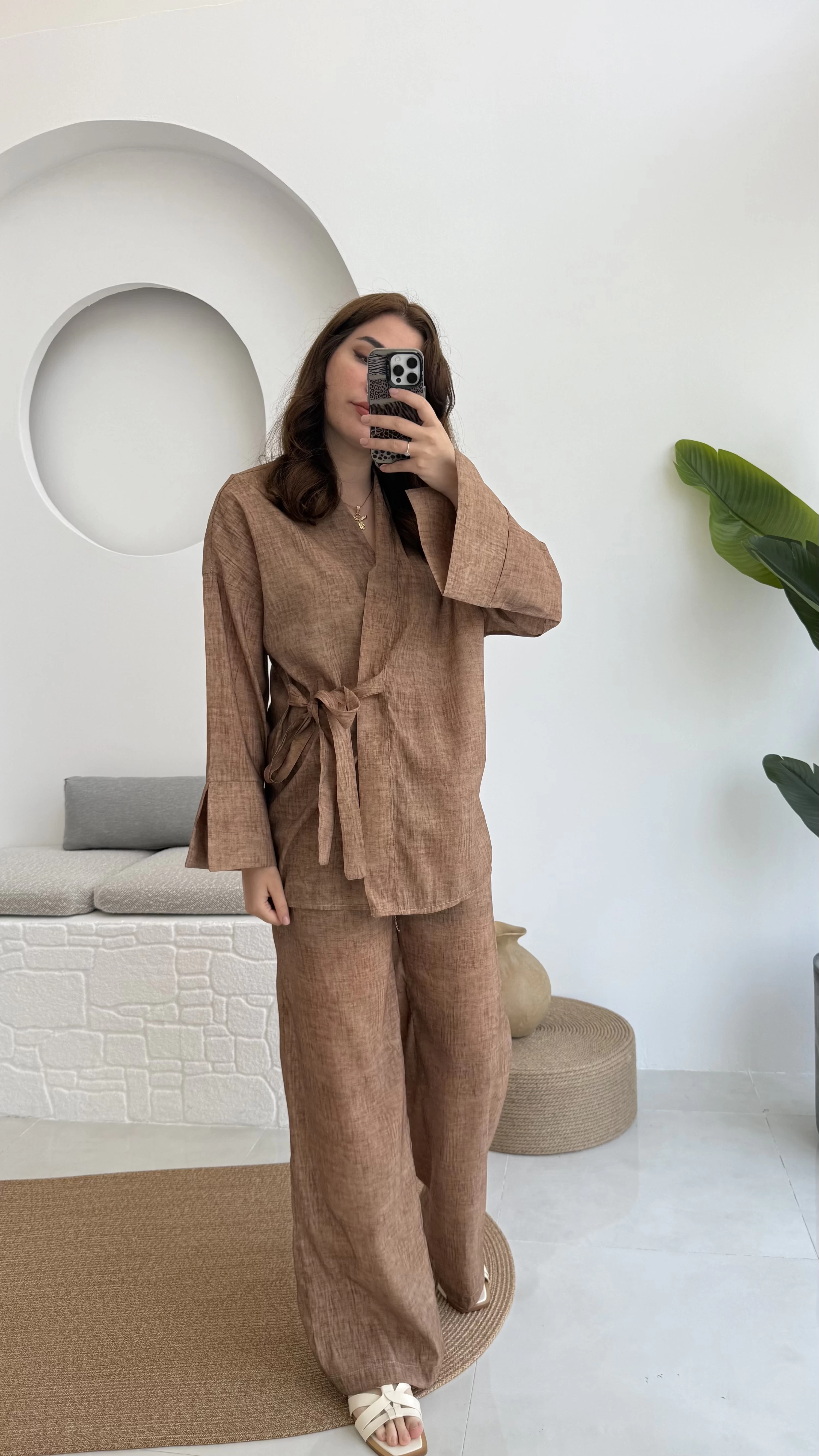 Portion Tensel Kimono Takım Kahve